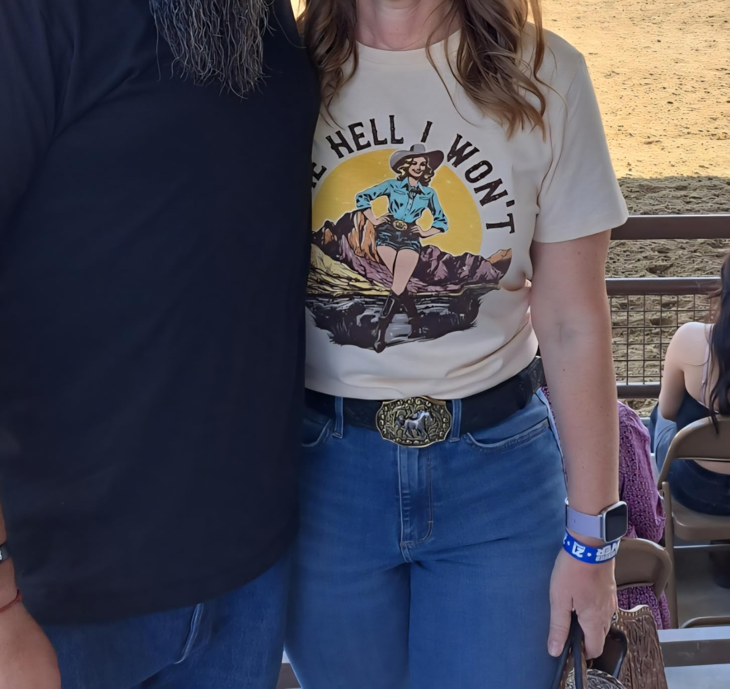 LANMERTREE Funny Western Shirts for Women Cowboy Take Me Away Vintage Graphic Country T Shirt customer photo 1