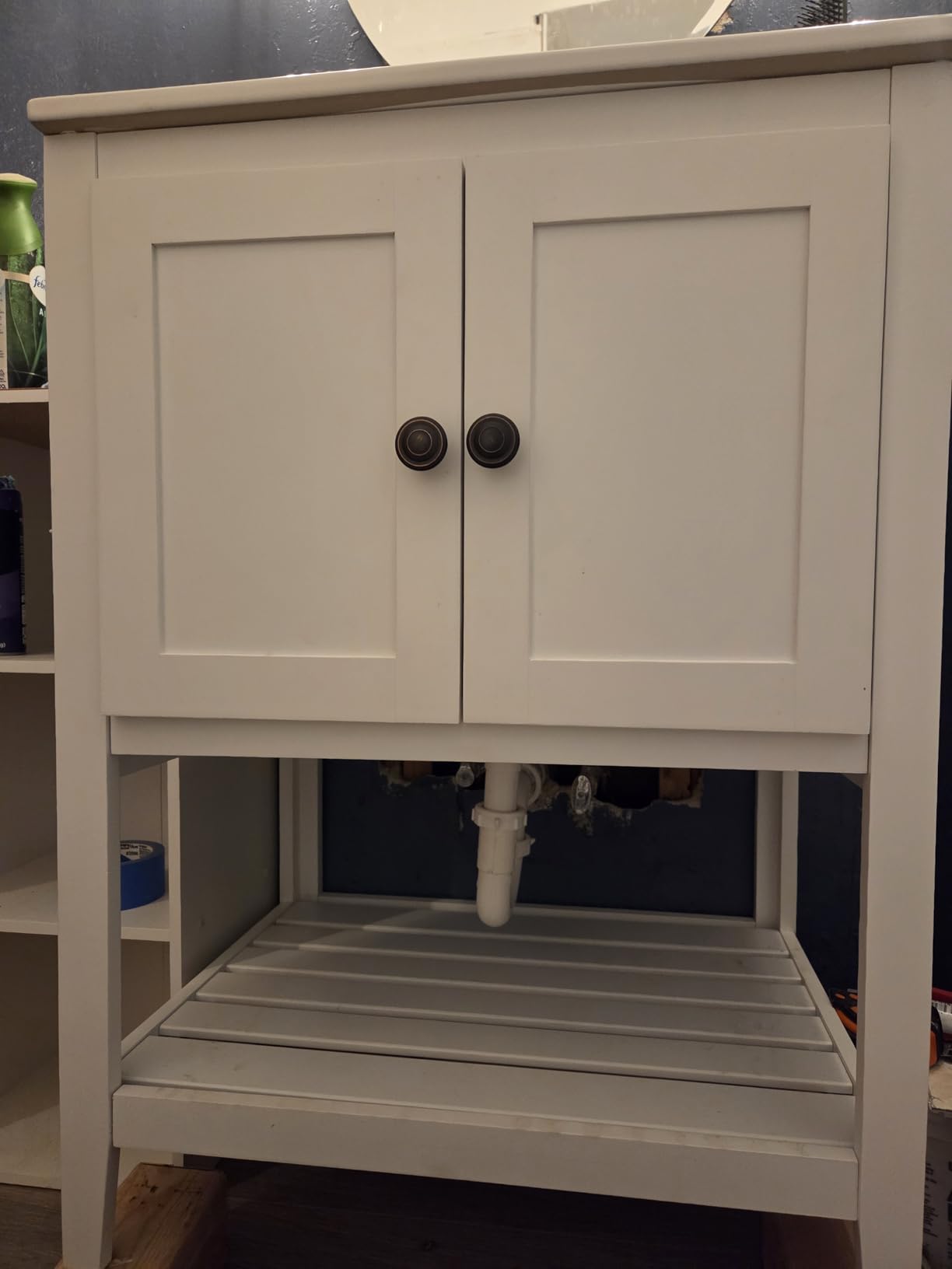 Merax 24 inch Bathroom Vanity with Sink, Small Bathroom Sink Cabinet with Ceramic Basin, Single Bathroom Vanities with 2 Doors, Solid Wood Frame, White customer photo 1