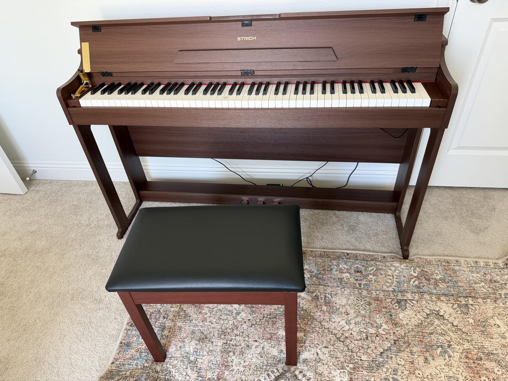 STRICH Digital Piano 88 Keys, Hammer-Action Weighted Keyboard, Full Size Electric Piano Keyboard with Furniture Stand, 25Wx2 Speakers, Supports USB-MIDI/Wireless Connect, SDP-300W (Walnut Wood) customer photo 1