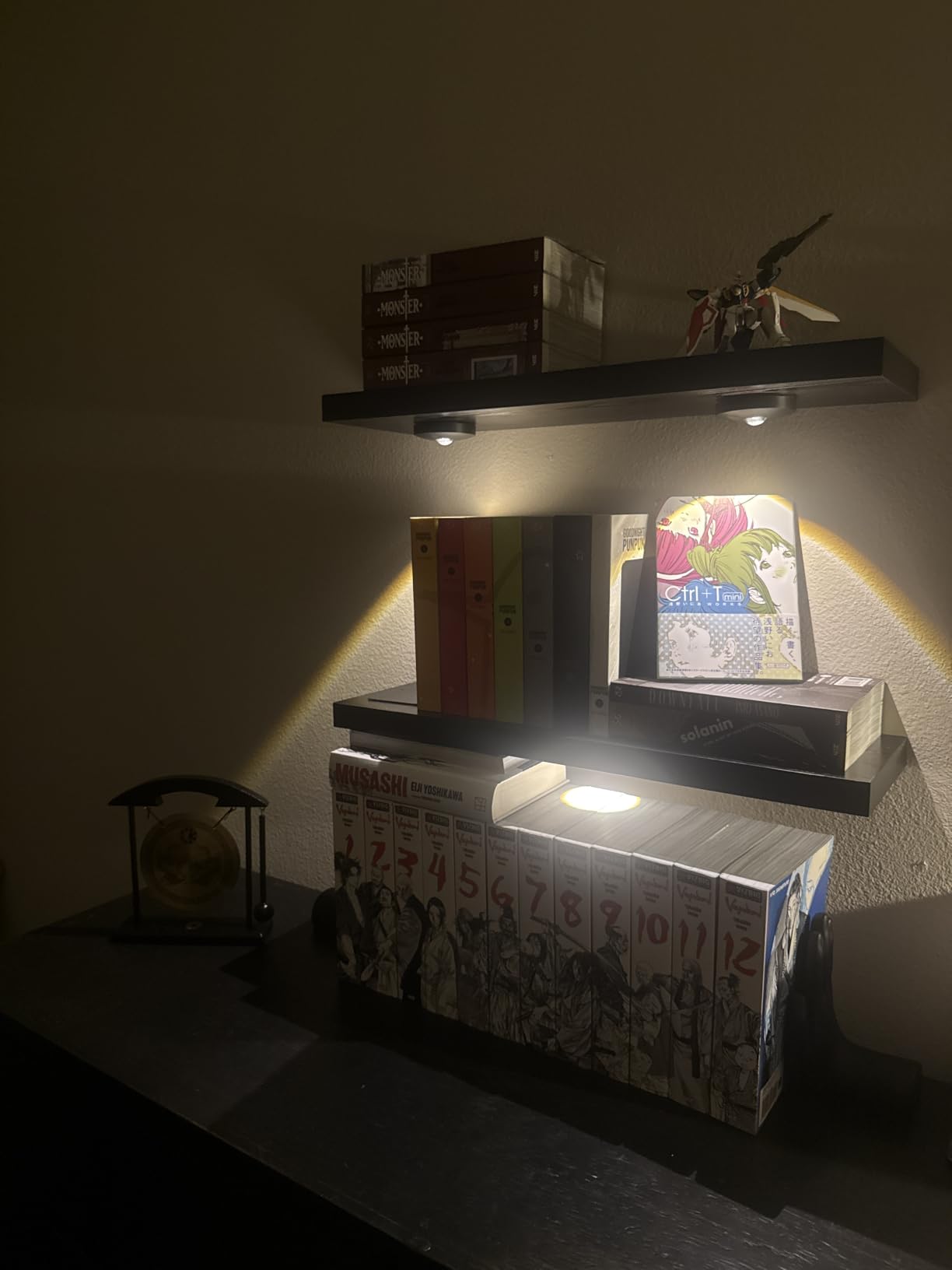 Rechargeable Puck Lights with Remote Control, 1500mAh Battery Operated Tap Lights, Dimmer & Timer Under Cabinet, Wireless LED Stick-On for Closet, Bedroom, Kitchen - Gold 3 Pcs customer photo 1