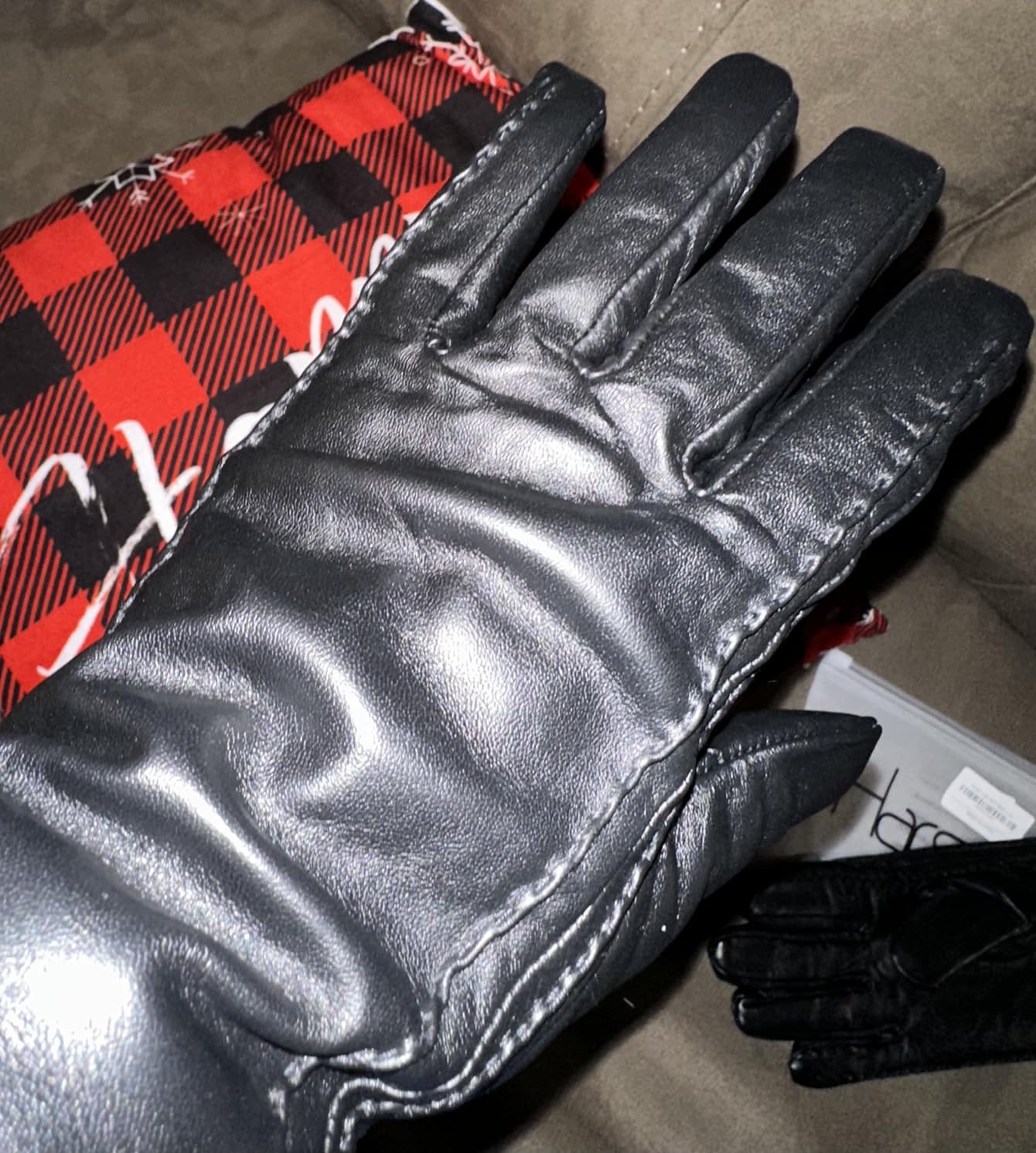 Harssidanzar Womens Winter Warm Lining Lambskin Leather Gloves Touchscreen Texting Warm Driving Gloves HL001US customer photo 1