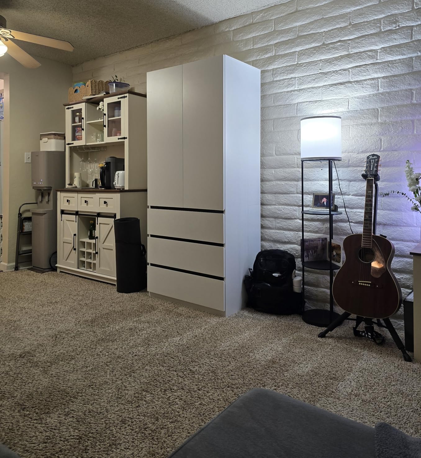 Bedroom Armoire Wardrobe Closet with 6 Drawers: White Wardrobe Closet with 4 Doors, Modern Cabinet for Clothes with Shelves, Wooden Armoire for Hanging Clothes customer photo 2