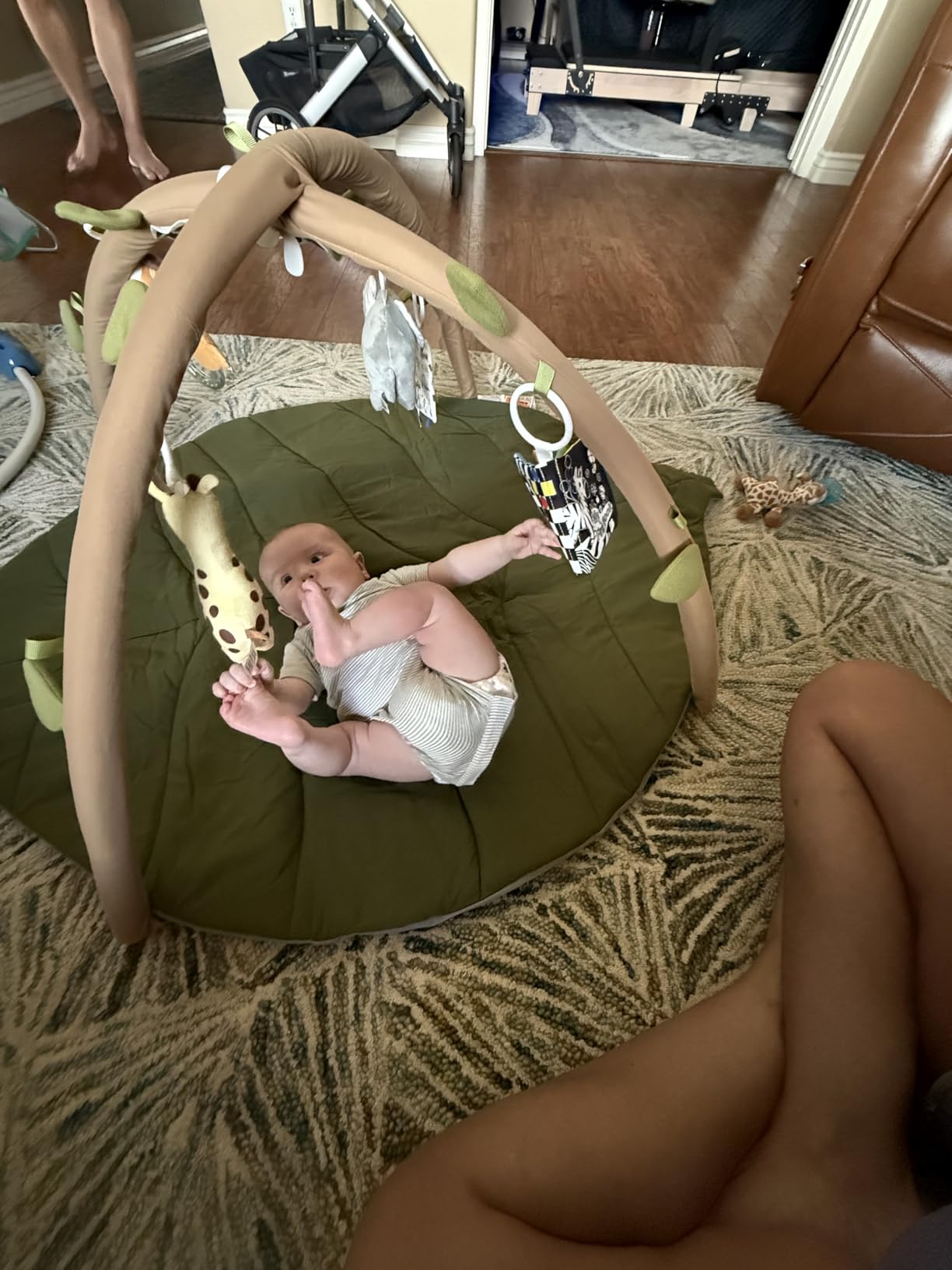 Blissful Diary Baby Play Gym & Activity Mat, Leaf Shaped Baby Tummy Time Play Mat with 6 Detachable Toys, Promotes Motor Skills & Sensory Development, Newborn Baby Essentials Gift, Oatmeal Beige customer photo 1