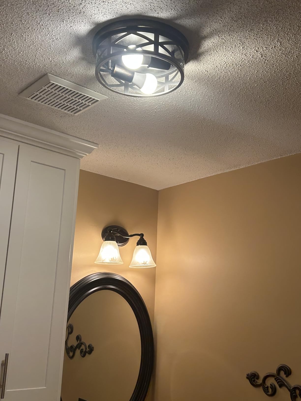 VONLUCE Flush Mount Ceiling Light 11 in, 2-Light Hallway Light Fixture, 2 pcs | Farmhouse Metal Cage Ceiling Lights for Entryway Kitchen, Adjustable Lamp Holder, Oil-Rubbed Bronze, 2 Pack, ETL Listed customer photo 1