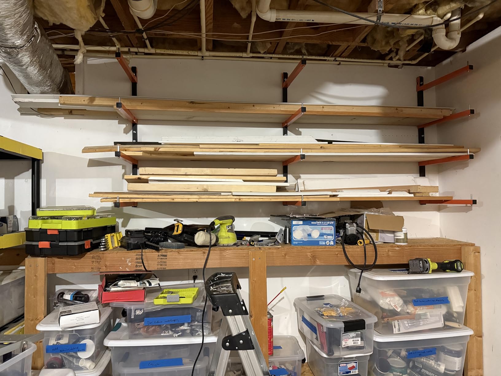 Lumber Storage Rack, Snap-Fit Connection Lumber Rack Wall Mount, Heavy Duty Metal 8 Level-32 Inch Wood Storage Rack customer photo 1