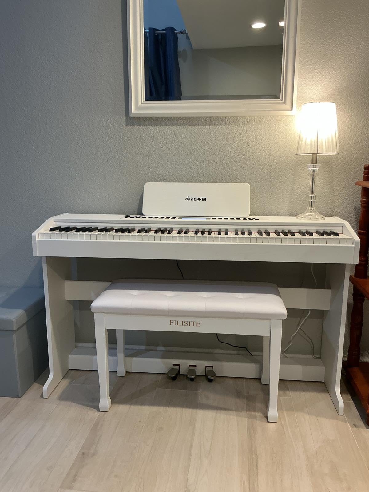 Donner DDP-95 Digital Piano with 88 Key Weighted Keyboard, Beginner Full Size Electric Piano Keyboard with Wireless Connection, 4.3