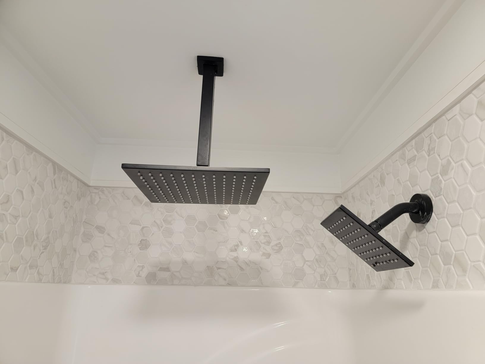 Shower Faucet Set Brushed Gold Shower System, Push Button Diverter | 12 Inch Ceiling Mount Rain Head Increased Thick, 6 Inch Wall Mount Head, 2-in-1 Handheld Sprayer, Rust Resistant customer photo 2