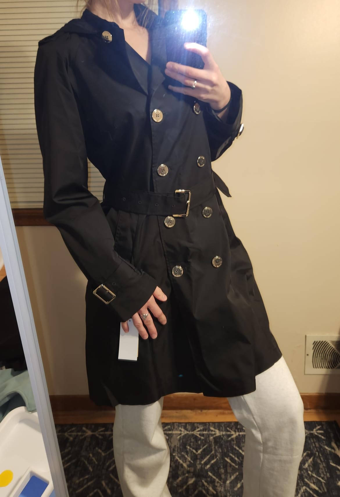 Michael Kors Women's Double Button Trench Coat With Belt and Detachable Hood customer photo 1