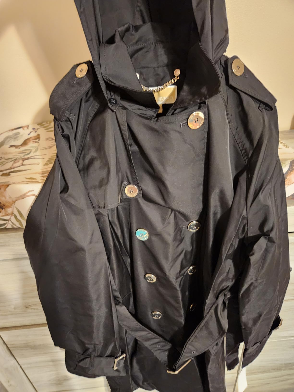 Michael Kors Women's Double Button Trench Coat With Belt and Detachable Hood customer photo 2