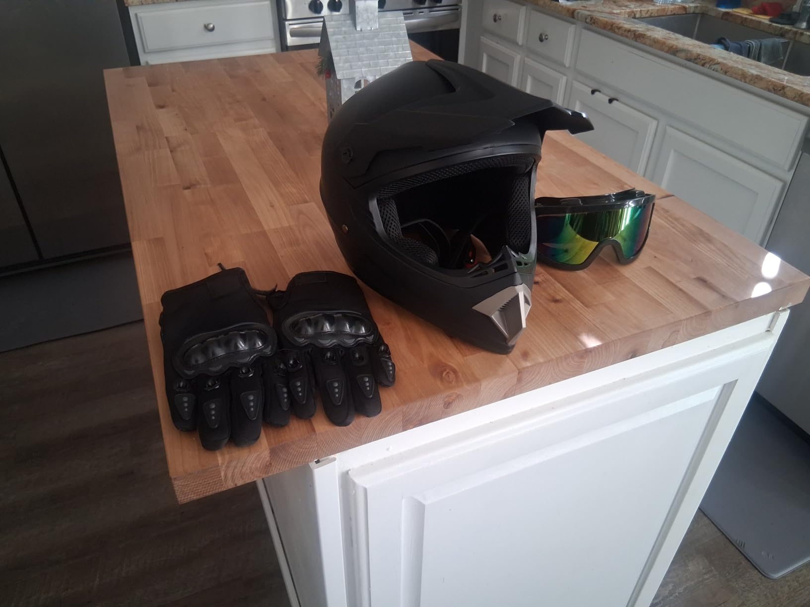 CARTMAN Matte Black Adult Full Helmet Medium, DOT Approved ATV Dirt Bike | Matte black full-face. Adult/Teen. DOT ABS, vented, weatherproof, adjustable. Goggles/gloves. Street, dirt, snow. customer photo 1