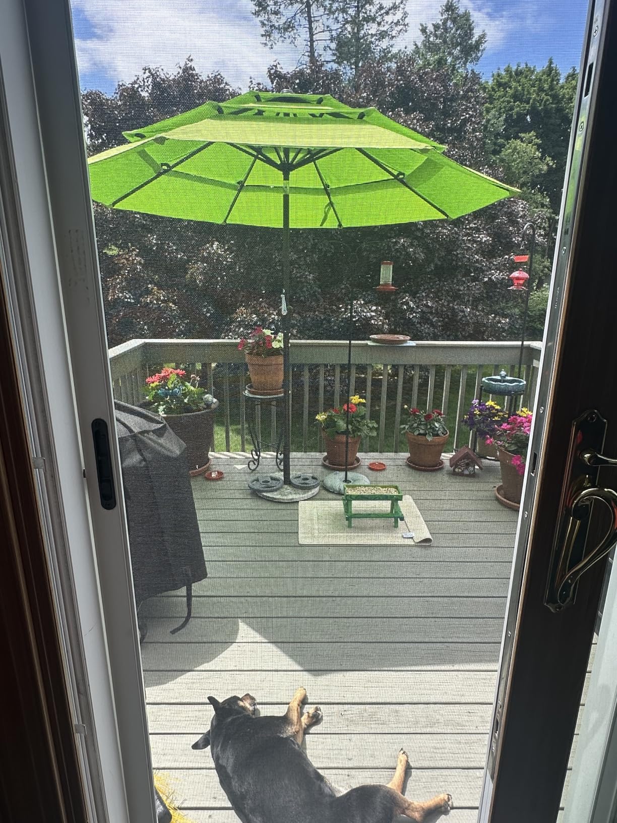 9FT 3-Tier Patio Umbrella, Vented Outdoor Market Table Umbrella with 5-year fade resistant commercial canopy with UPF50+ UV protection, Push button tilt & crank customer photo 2