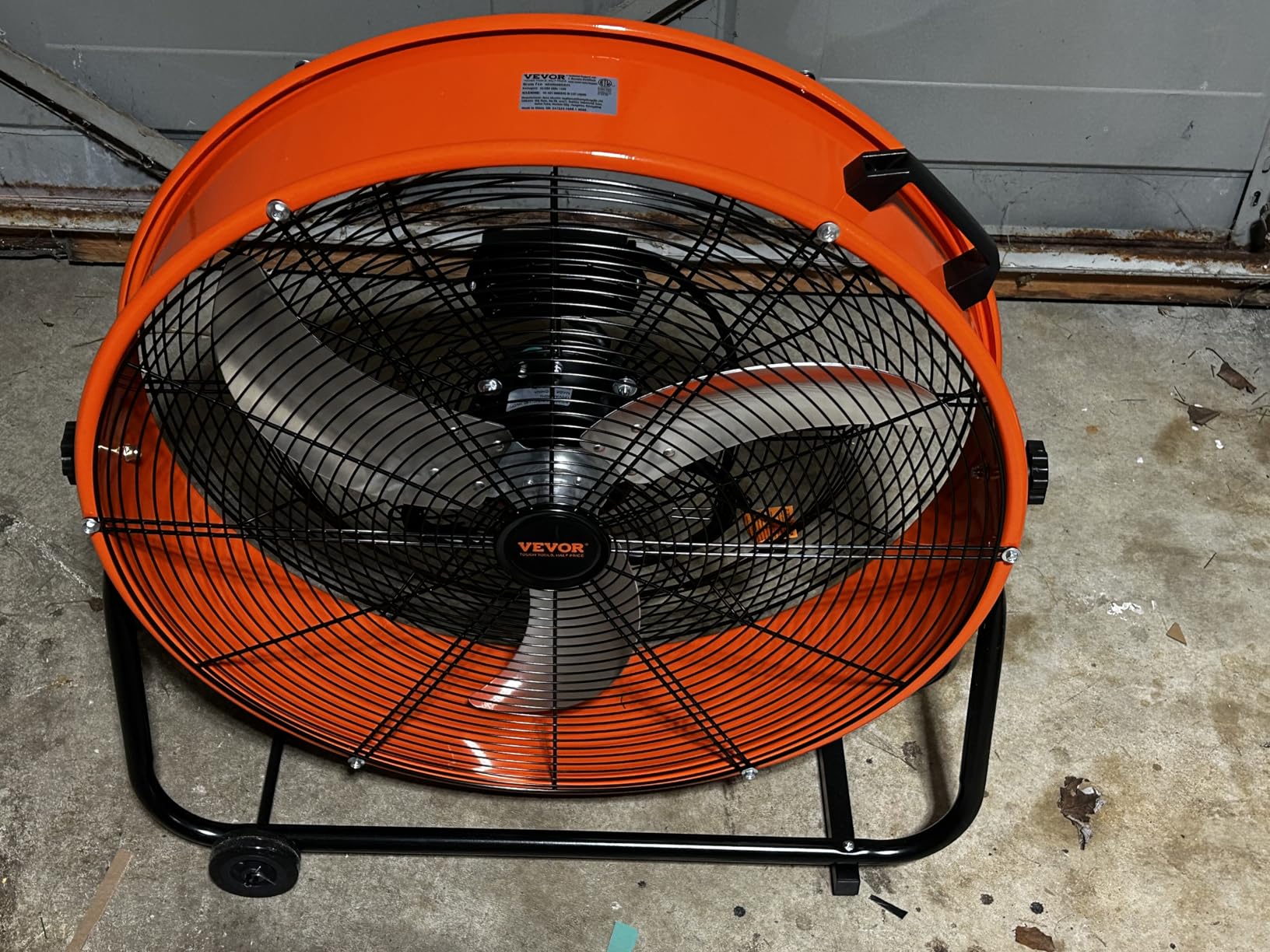 VEVOR Drum Fan, 24 Inch 8700 CFM High Velocity Heavy Duty Floor Shop Fan, 3-Speed, 5ft Cord, 360°Adjustable Tilting, Commercial Industrial Use for Warehouse, Workshop, Factory, Basement customer photo 2