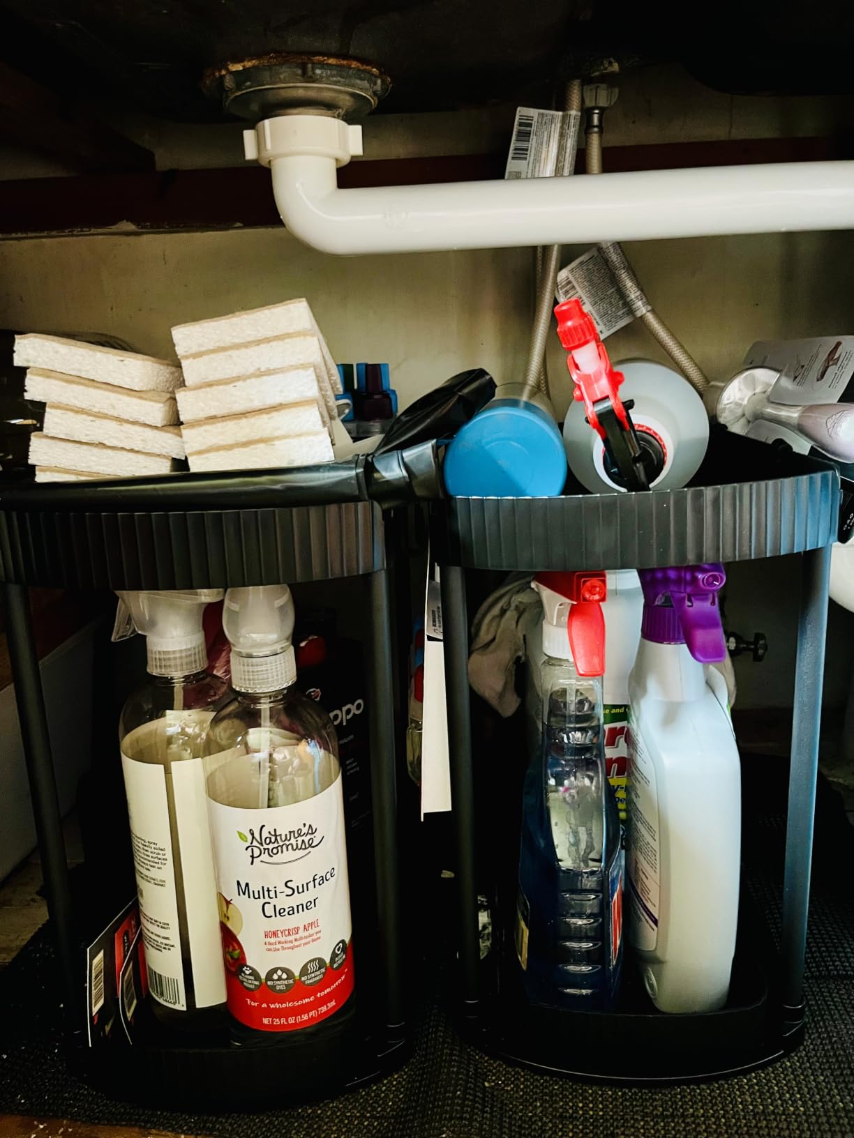 Ukeetap Multi-Purpose Pull-Out Storage Organizers, Under Sink/Cabinet Organizers for Bathroom & Kitchen, Black, 12.8 Inches, 2 Packs customer photo 2