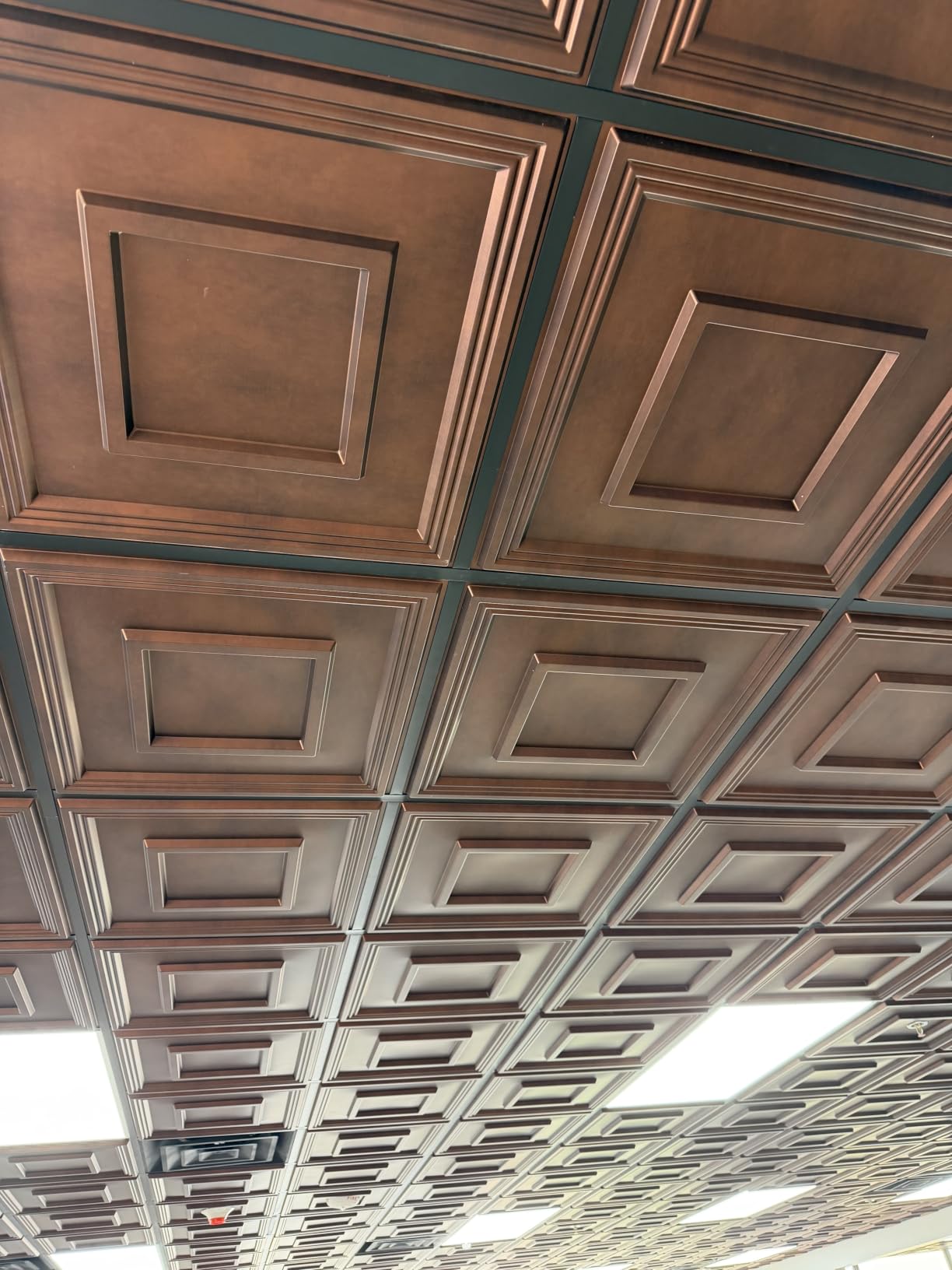 STICKGOO Glue Up Ceiling Tiles, 24x24 Inch PVC Decorative Drop Ceiling Tile Antique Copper 48 Sq. Ft, Pack of 12 Tiles customer photo 1