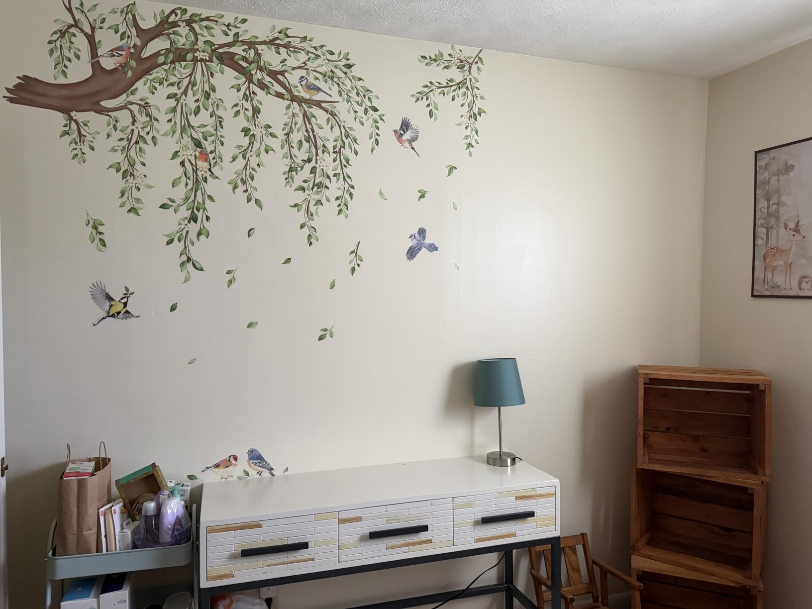 decalmile Tree Branch Hanging Vine Green Leaf Wall Decals Stickers (XL) customer photo 2