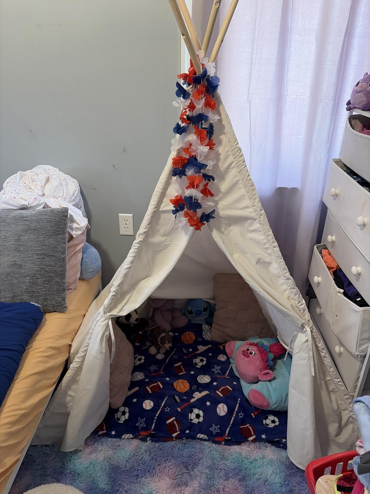 Sumbababy Teepee Tent for Kids, Cotton Canvas Indoor Play Tent, Foldable Toddler Sleepover Tents for Girls & Boys Slumber Party, Washable Gift Set customer photo 1