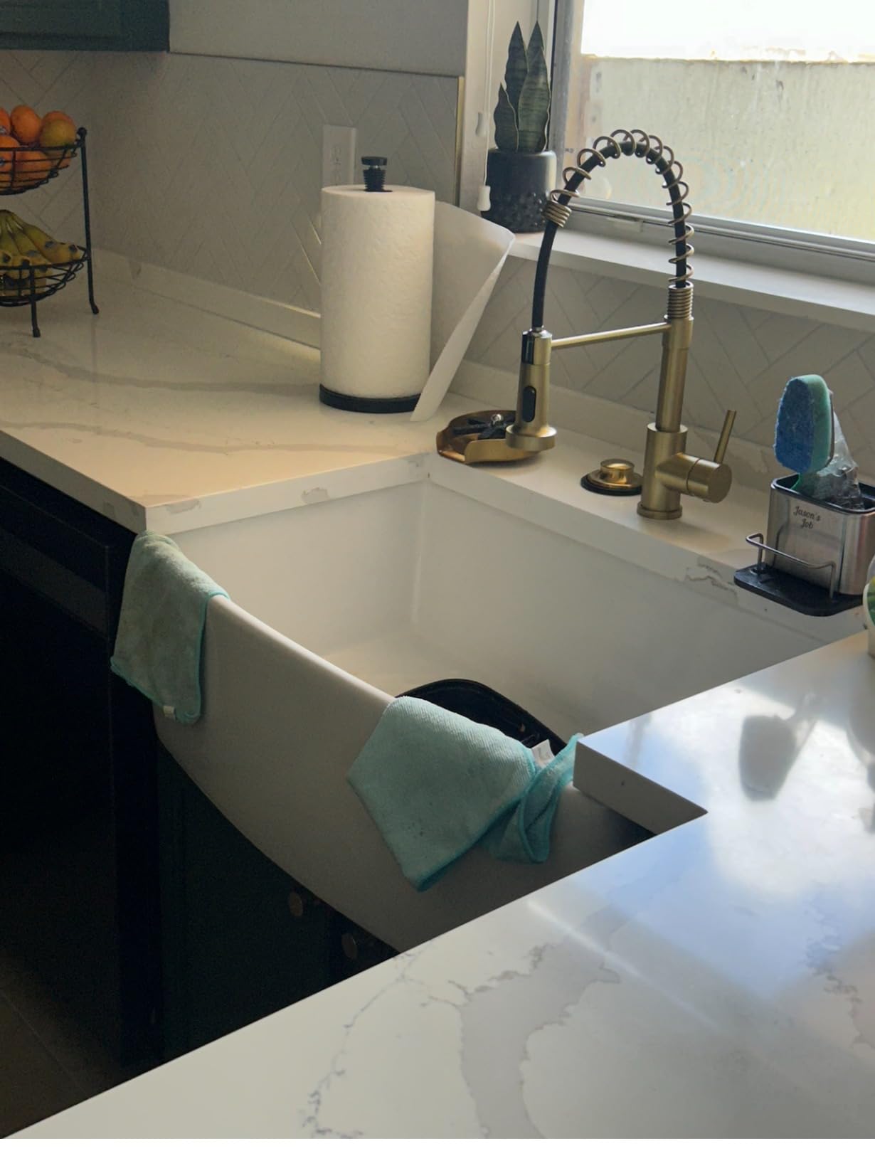 Lordear 33 Inch White Farmhouse Sink Solid Fireclay | 33