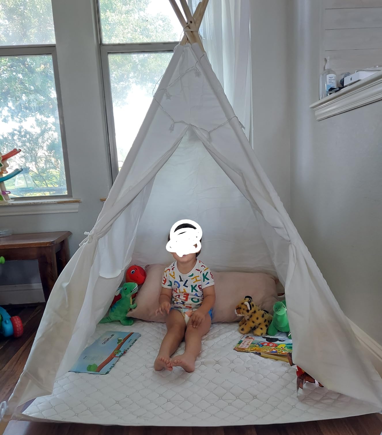 Teepee Tent with Starry Lights, Ground Mat and Pockets, Kids Teepee Tents for Indoor & Outdoor Use, Foldable Play Tents for Boys & Girls, Washable Kid Play Tent for Birthdays & Holidays customer photo 1