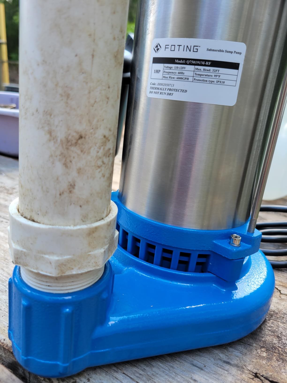 FOTING 1HP 6000 GPH Sump Pump Submersible Sewage/Effluent Pump - Heavy Duty Cast Iron - 115V Septic Pump for Sump Basin/Residential/Sewage/Basement, Sewage Pumps 1-1/2'' NPT customer photo 1