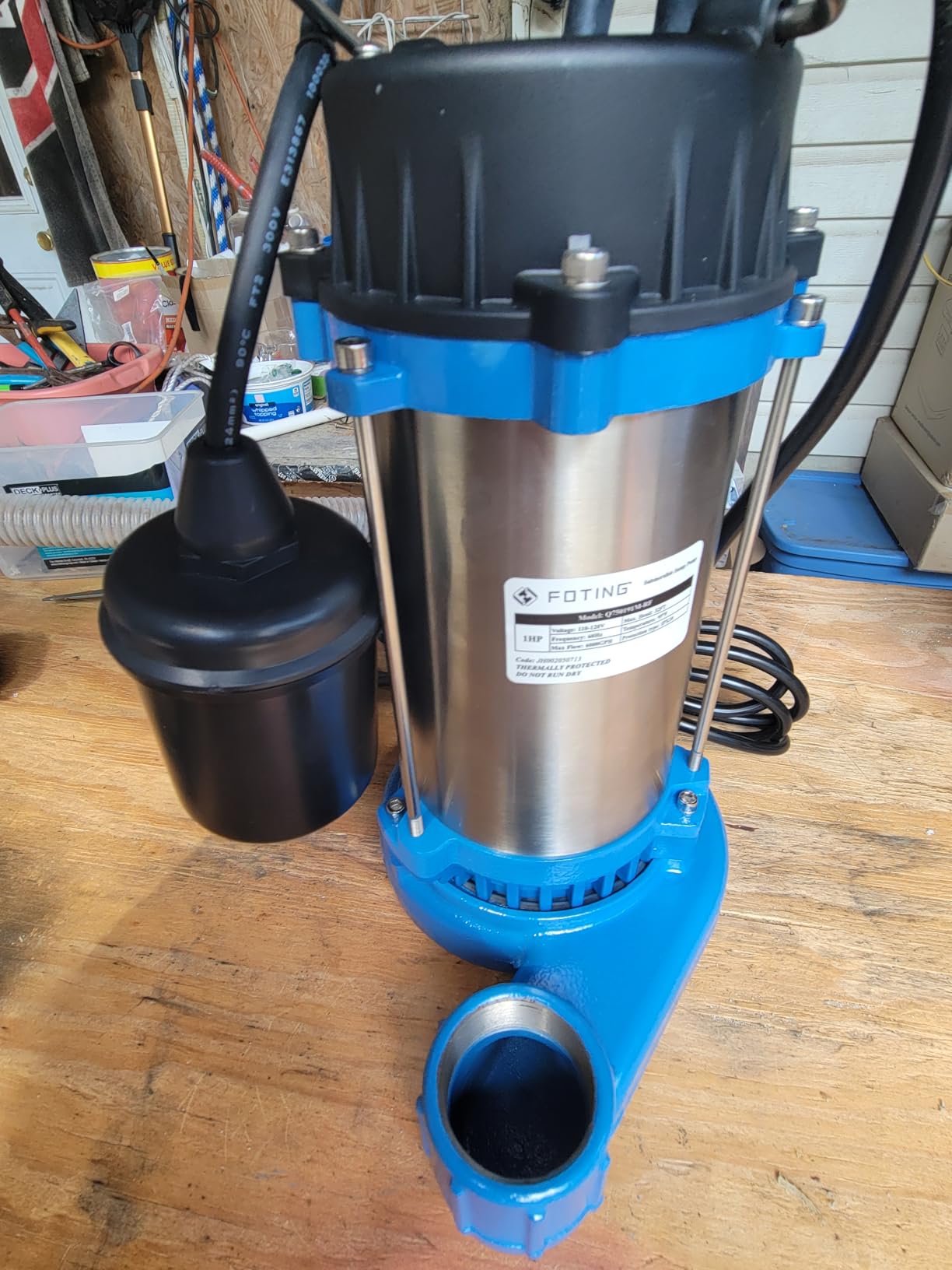 FOTING 1HP 6000 GPH Sump Pump Submersible Sewage/Effluent Pump - Heavy Duty Cast Iron - 115V Septic Pump for Sump Basin/Residential/Sewage/Basement, Sewage Pumps 1-1/2'' NPT customer photo 2