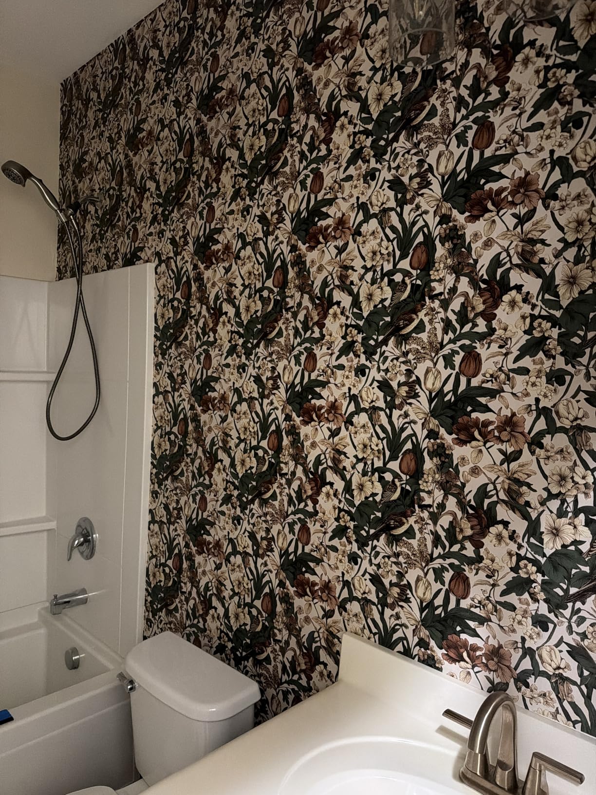 Erfoni Vintage Floral Peel and Stick Wallpaper Dark Floral and Birds | 17.3