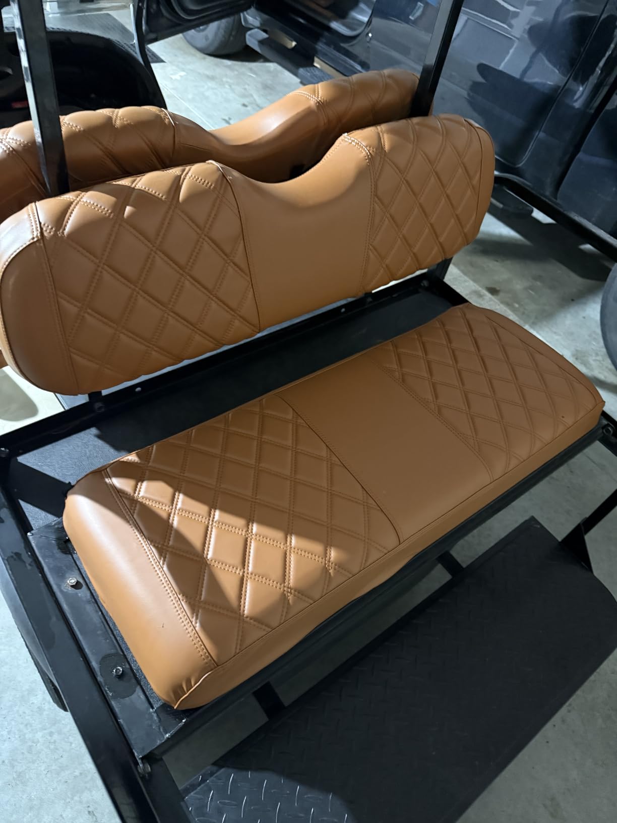 NOKINS Golf Cart Rear Seat Replacement Cushion, Universal Back Seat Cushions for Yamaha/EZGO TXT/RXV/Club Car Precedent/DS, Waterproof Vinyl Leather & Memory Foam, Black customer photo 1