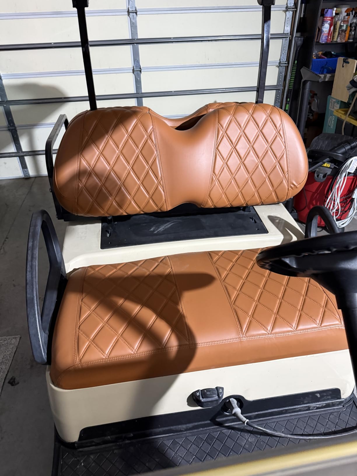 NOKINS Golf Cart Rear Seat Replacement Cushion, Universal Back Seat Cushions for Yamaha/EZGO TXT/RXV/Club Car Precedent/DS, Waterproof Vinyl Leather & Memory Foam, Black customer photo 2