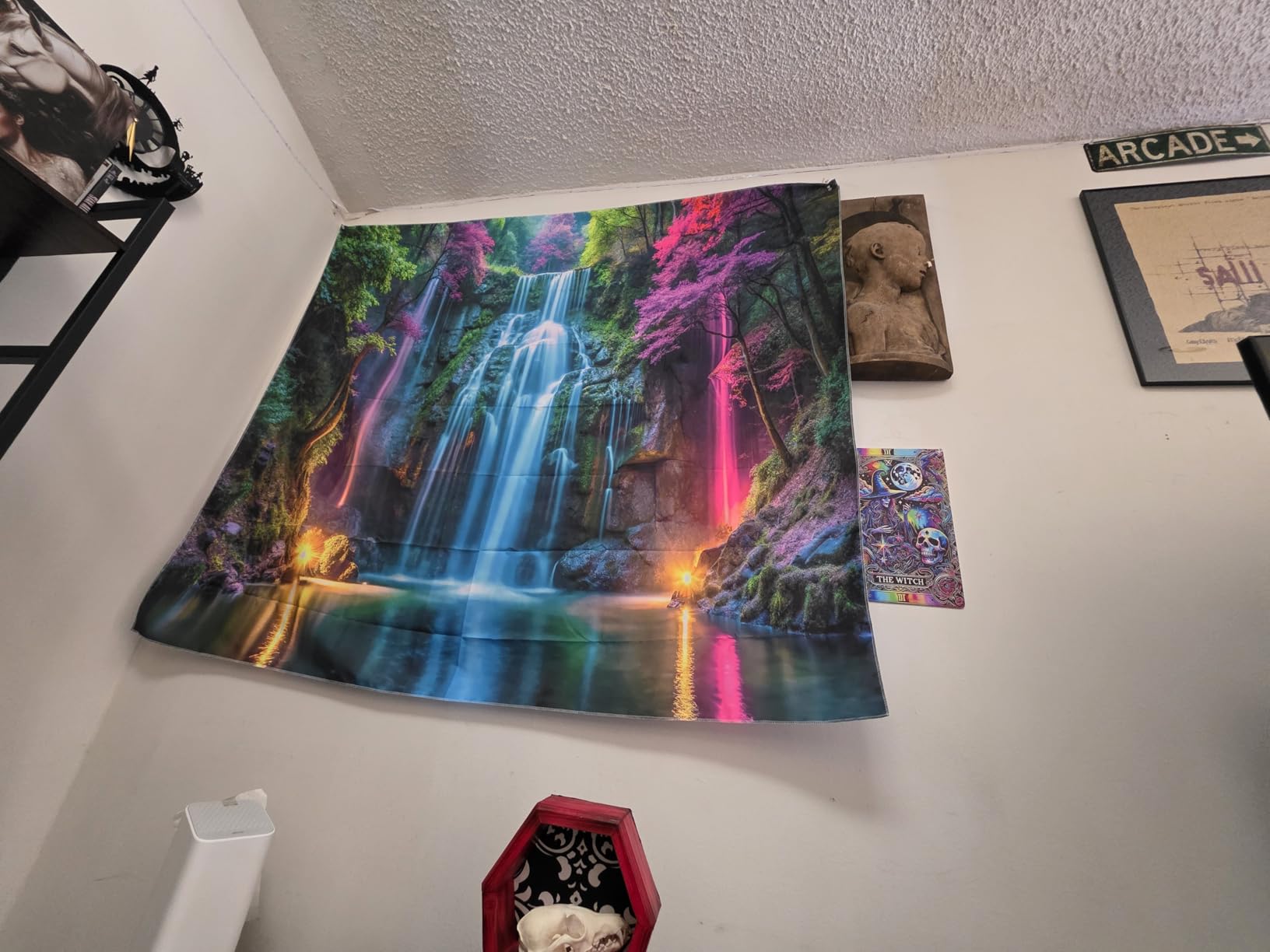 Miytal Blacklight Waterfall Tapestry - UV Reactive Glow in the Dark Neon customer photo 2