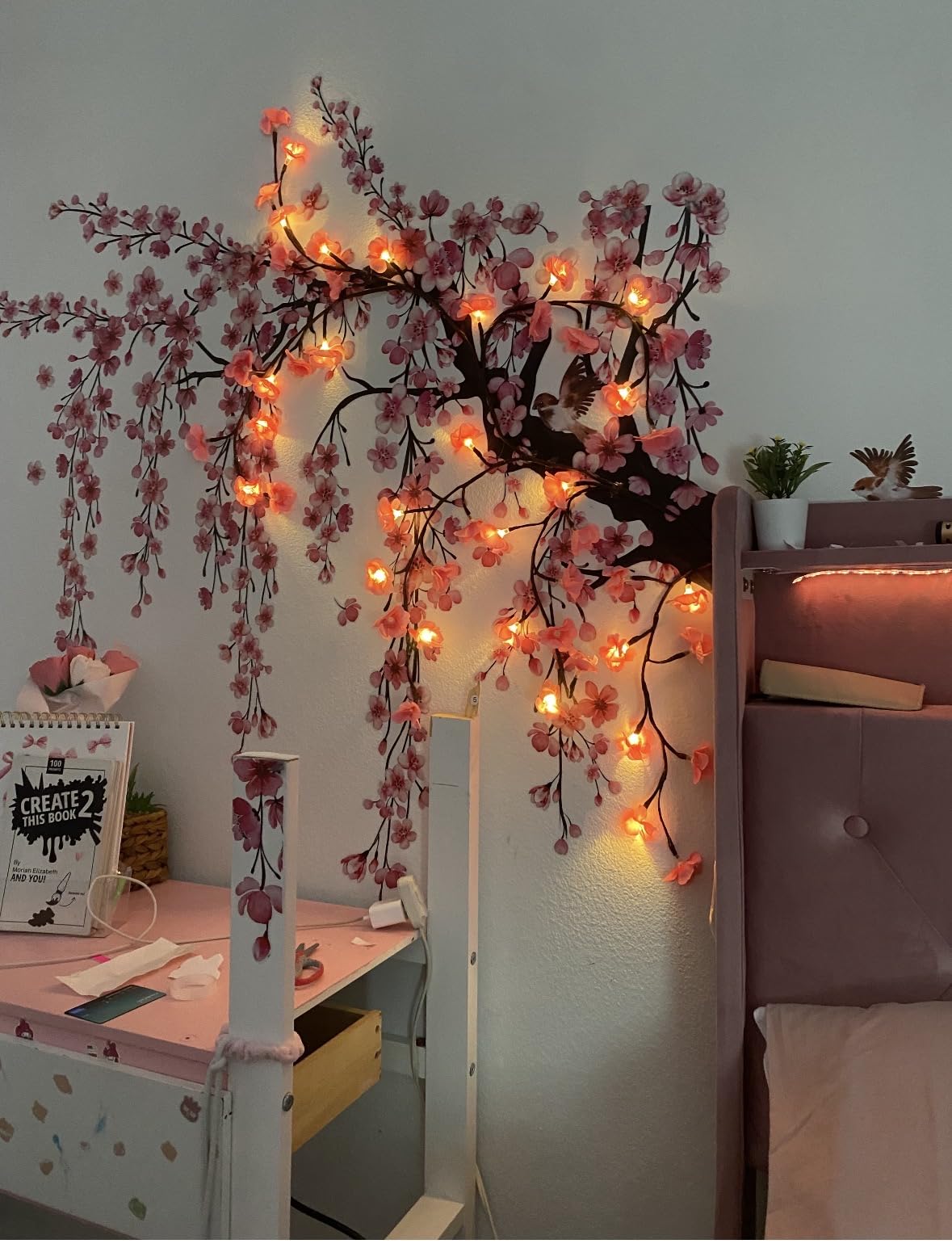 Runtoo Large Cherry Blossom Tree Wall Decals Peel and Stick Pink Floral customer photo 2
