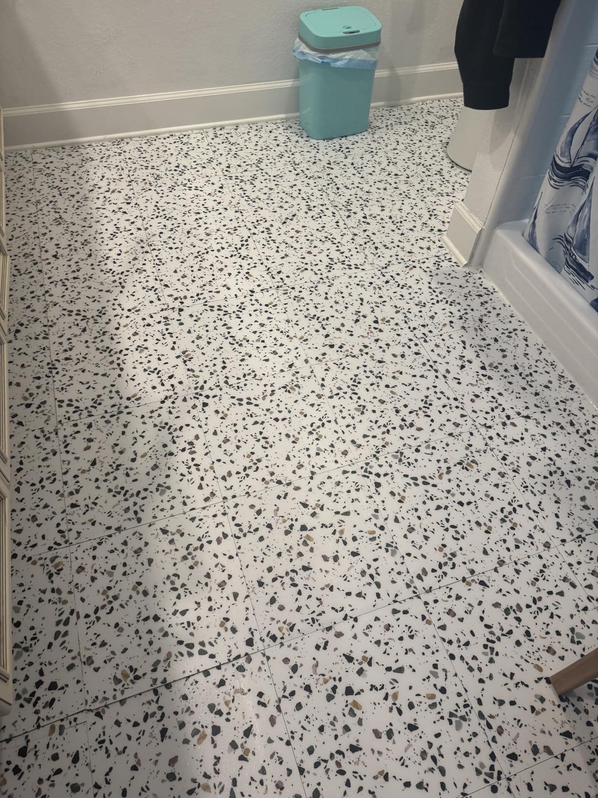 40-Pack Peel & Stick Floor Tiles 12 x 12 inch Vinyl Floor Self Adhesive Waterproof Flooring Planks DIY for Bathroom, Kitchen, Living Room, RV, Cover 40 Sq. Ft, Dark Grey Marble customer photo 1