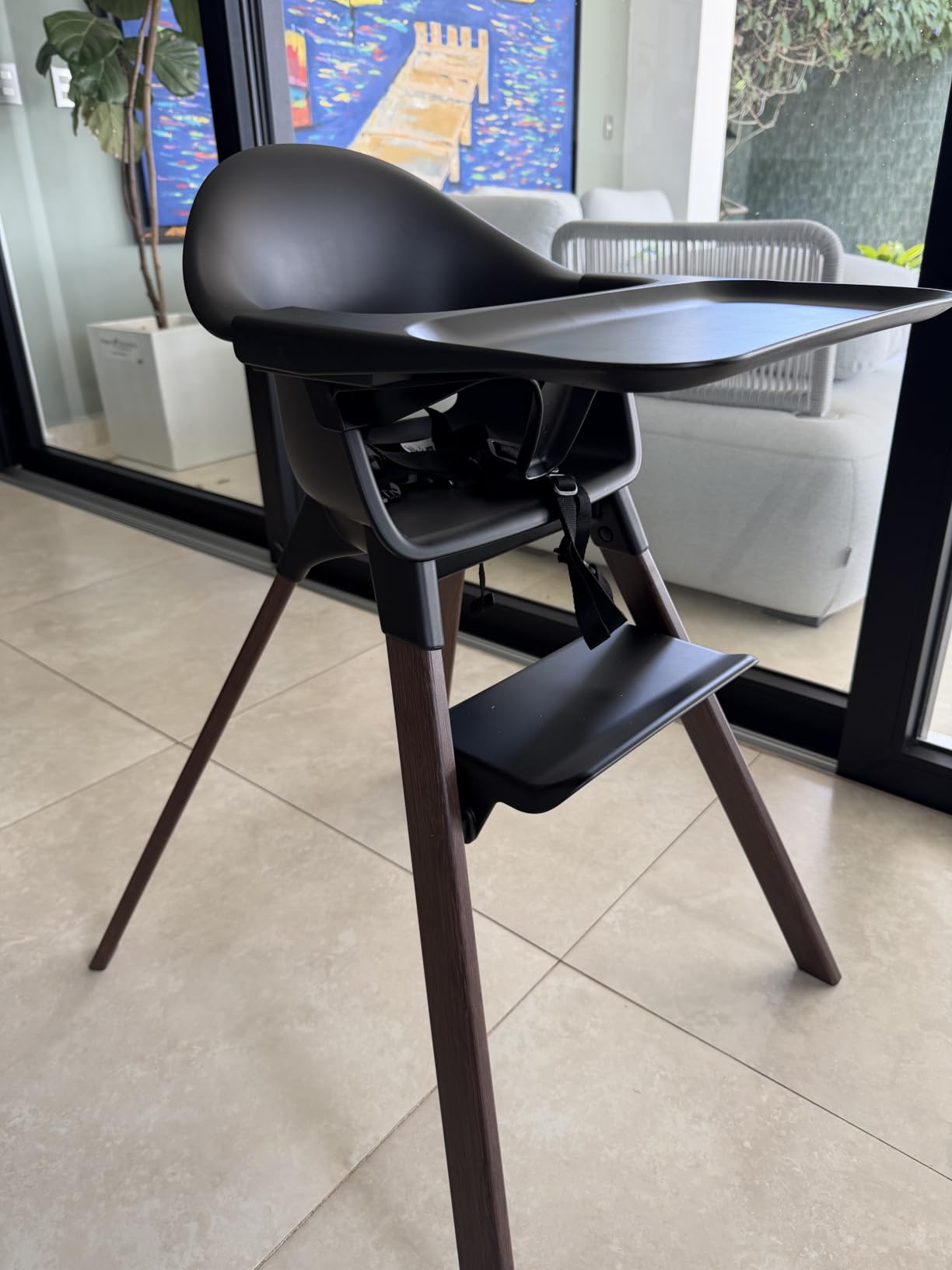 Stokke Clikk High Chair, Black/Warm Brown - All-in-One High Chair with Tray + Harness - Light, Durable & Travel Friendly - Ergonomic with Adjustable Features - Best for 6-36 Months or Up to 33 lbs customer photo 1