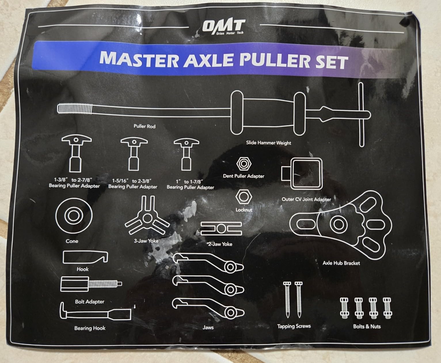 OMT 22pc Slide Hammer Puller Set, Axle Bearing Hub & Seal Remover Kit | Front and Rear Axle Shaft Hub Bearing Seal Remover Set with 1