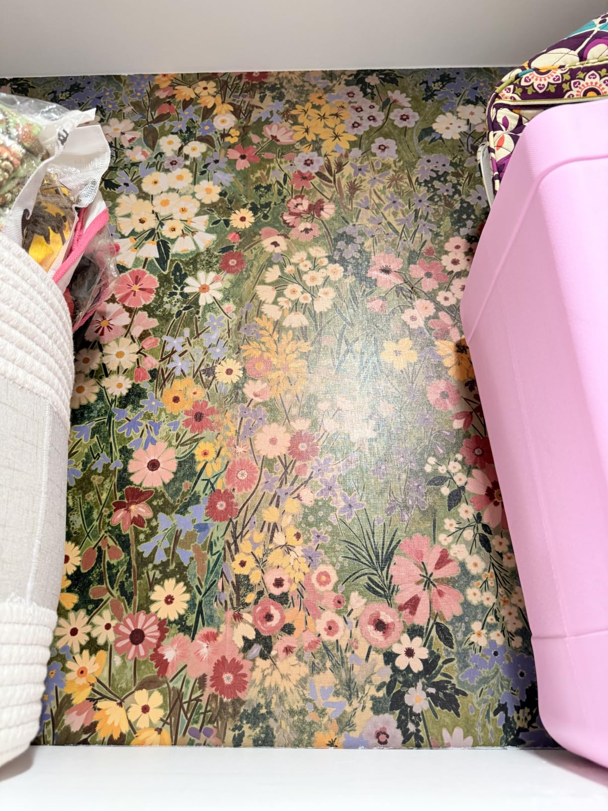 Peel and Stick Wallpaper Floral Contact Paper for Bedroom,Bathroom,Cabinets | Vinyl Textured Stick on Wall paper Self-adhesive Removable Waterproof Vintage Boho Green/Pink/Yellow for Kitchen 17.3
