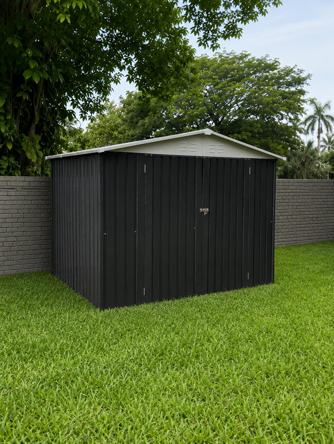 Polar Aurora 8 x 12 FT Outdoor Storage Shed, Metal Garden Shed with Updated Frame Structure, Tool Sheds for Backyard Garden Patio Lawn Black customer photo 1
