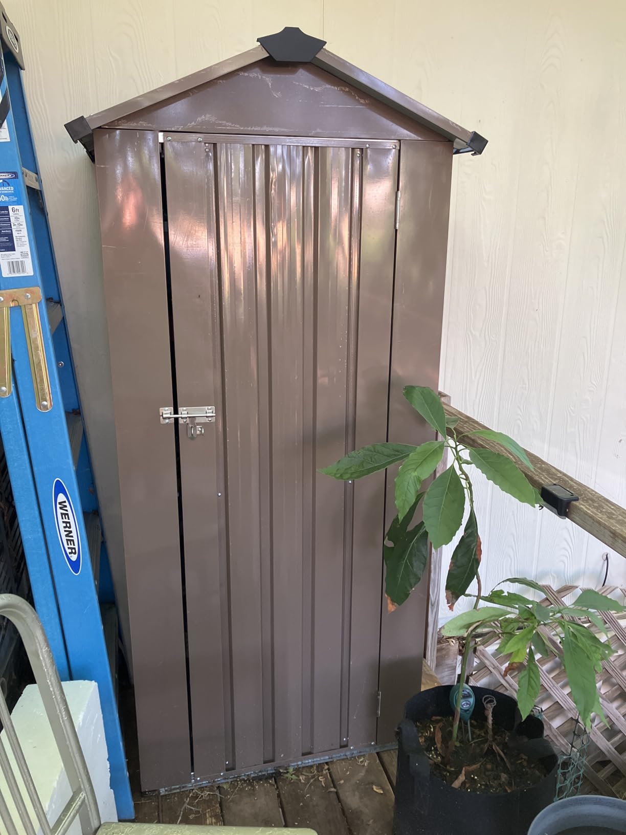 Aoxun 8x6FT Shed with Floor Galvanized Steel Outdoor Storage Shed Metal Garden Shed with Double Doors, Moisture-Proof Floor & Ventilation, Sloped Roof for Bike/Generator/Tool Storage (Brown) customer photo 2