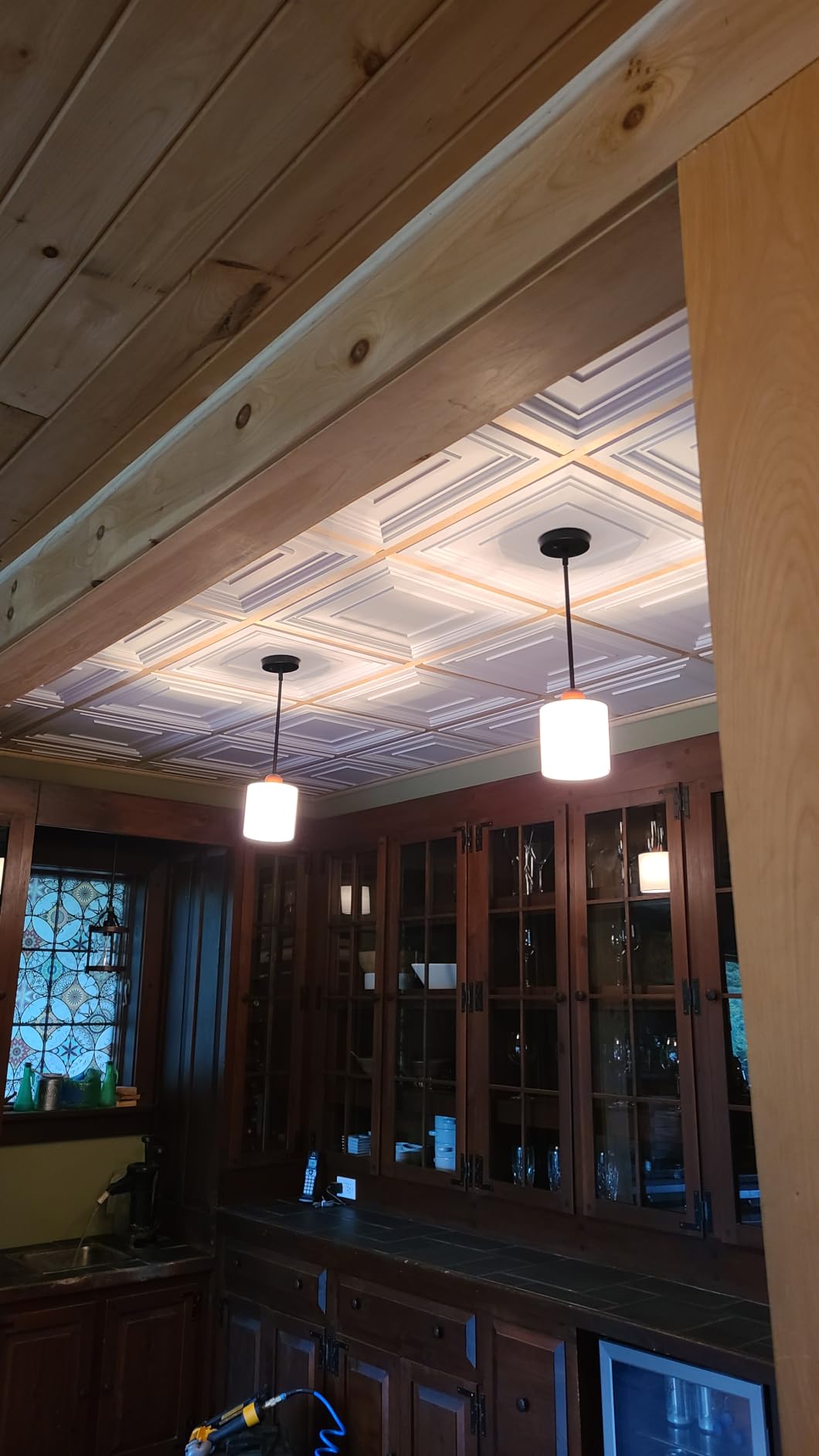 Art3d Drop Ceiling Tiles 24x24 Inch (12-Pack, 48 Sq.ft) - Glue Up PVC Ceiling Tiles 2x2 Ft., Decorative Ceiling Panels for Kitchen, Living Room, Office and Home, White customer photo 2