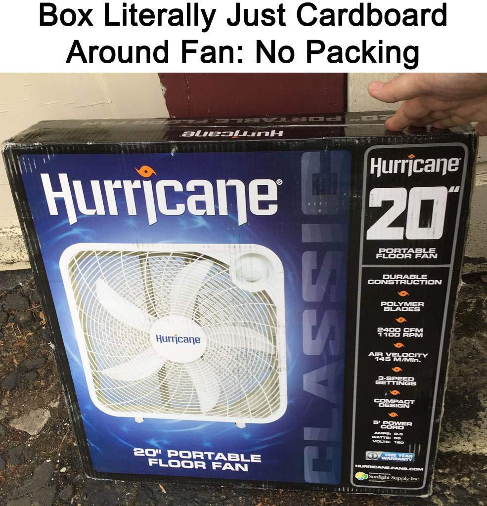 Hurricane Classic Floor Mount Box Fan w/ 3 Quiet Speeds, Black, 20