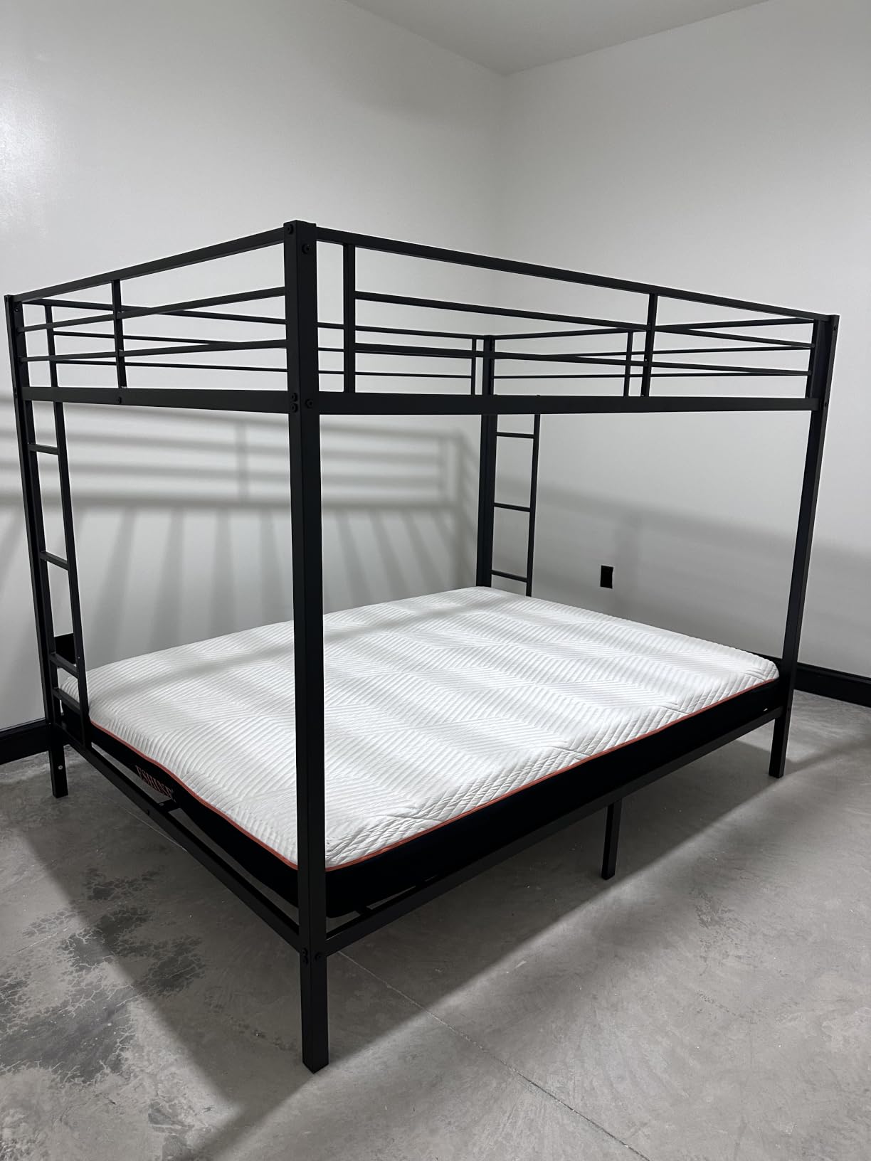 Twin XL Over Twin XL Bunk Bed Frame, Heavy Duty Metal Loft Bed for Adults/Teens, 350/500LB Capacity w/Ladder & Guardrail, Noise-Free Steel Slats, No Box Spring Required, Black customer photo 1