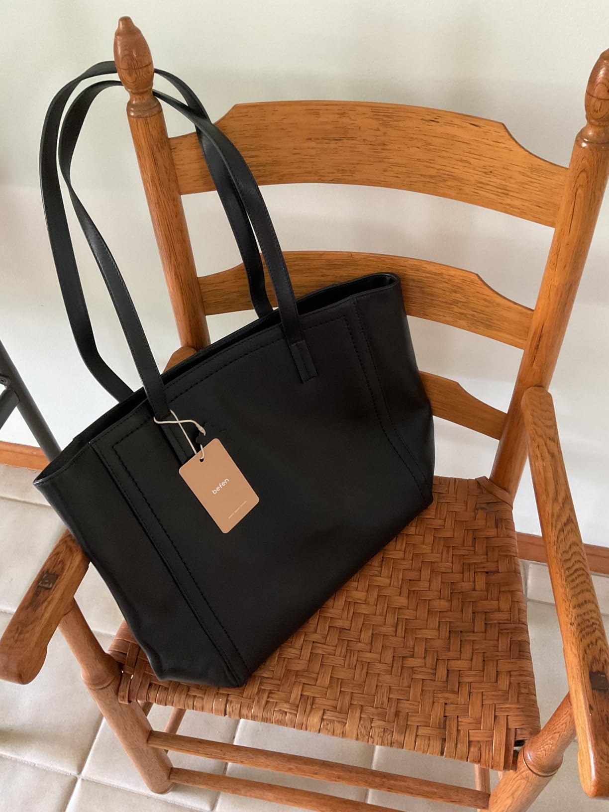 befen Vintage Genuine Leather Work Tote Bag for Women Large Tote Bag with Zipper Leather Purse and Handbags with Compartment customer photo 2
