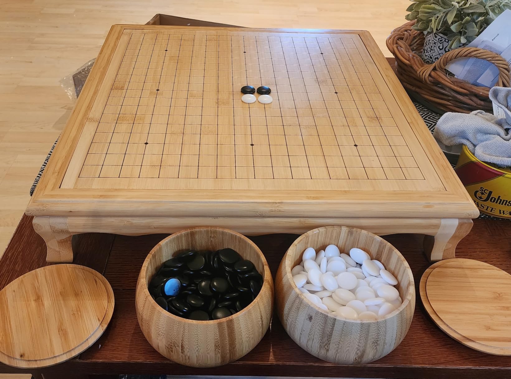 VPH Contemporary Go Set - Framed Bamboo Reversible Board (0.8'') with New Yunzi Single-Convex Stones & Spruce Wood Containers customer photo 2