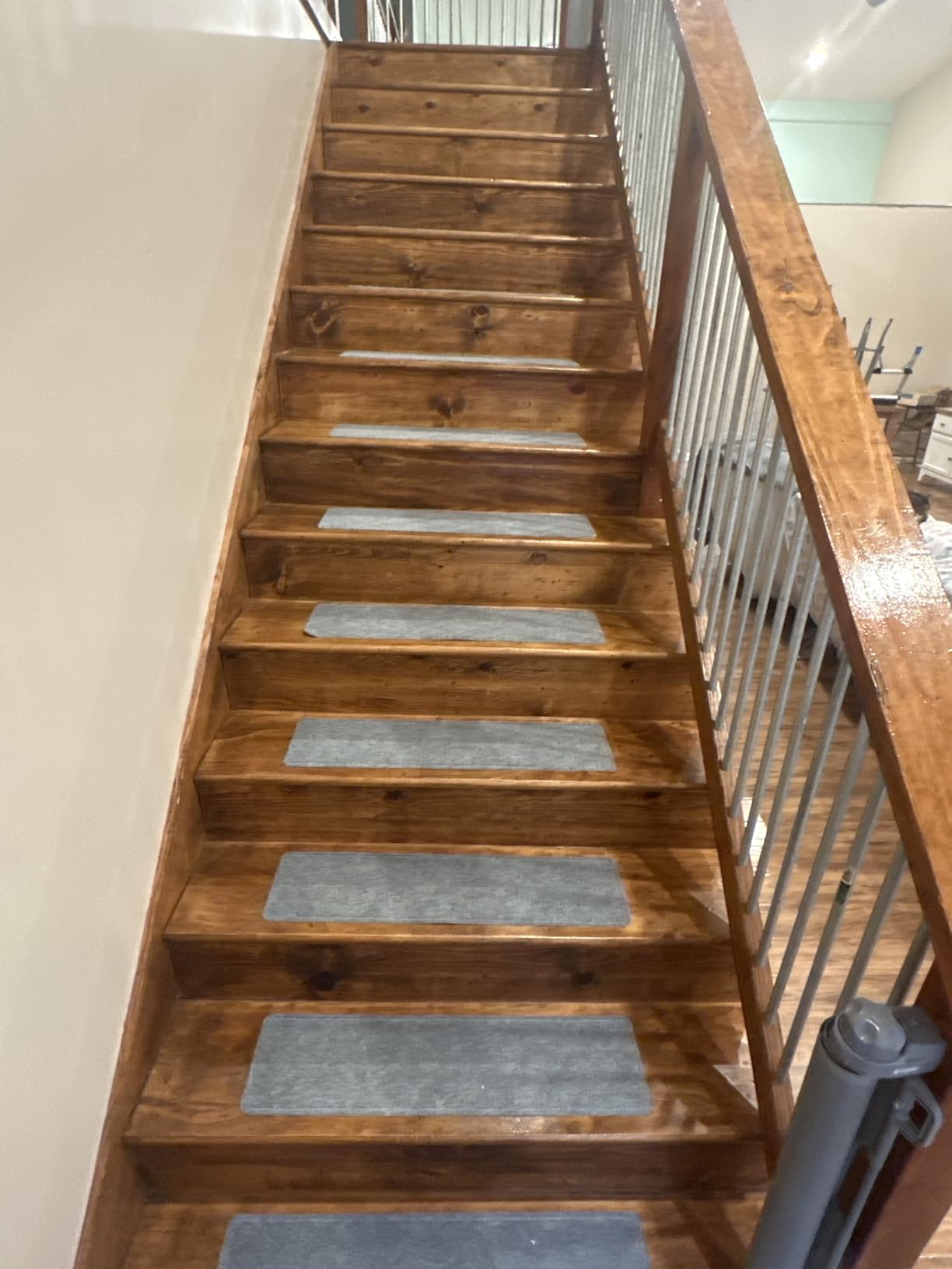 Stair Treads for Wooden Steps 15 PCS - 8'' x 30'', Non Slip Stair Runner, Machine Washable Stair Rugs Strips for Kids Pets and Elderly, Indoor Carpet for Stairs (Grey) customer photo 1