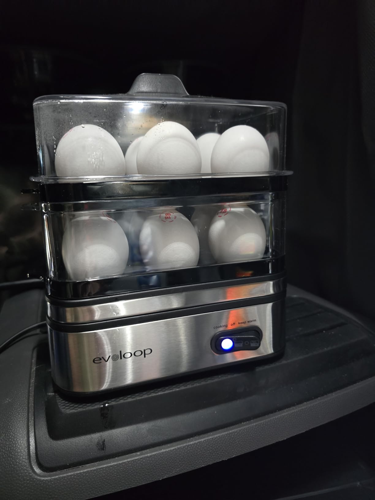 Evoloop Rapid Egg Cooker Electric 12 Eggs Capacity, Soft, Medium, Hard Boiled, Poached, Omelet Maker Egg Poacher & Vegetable Steamer, BPA Free Tray customer photo 2