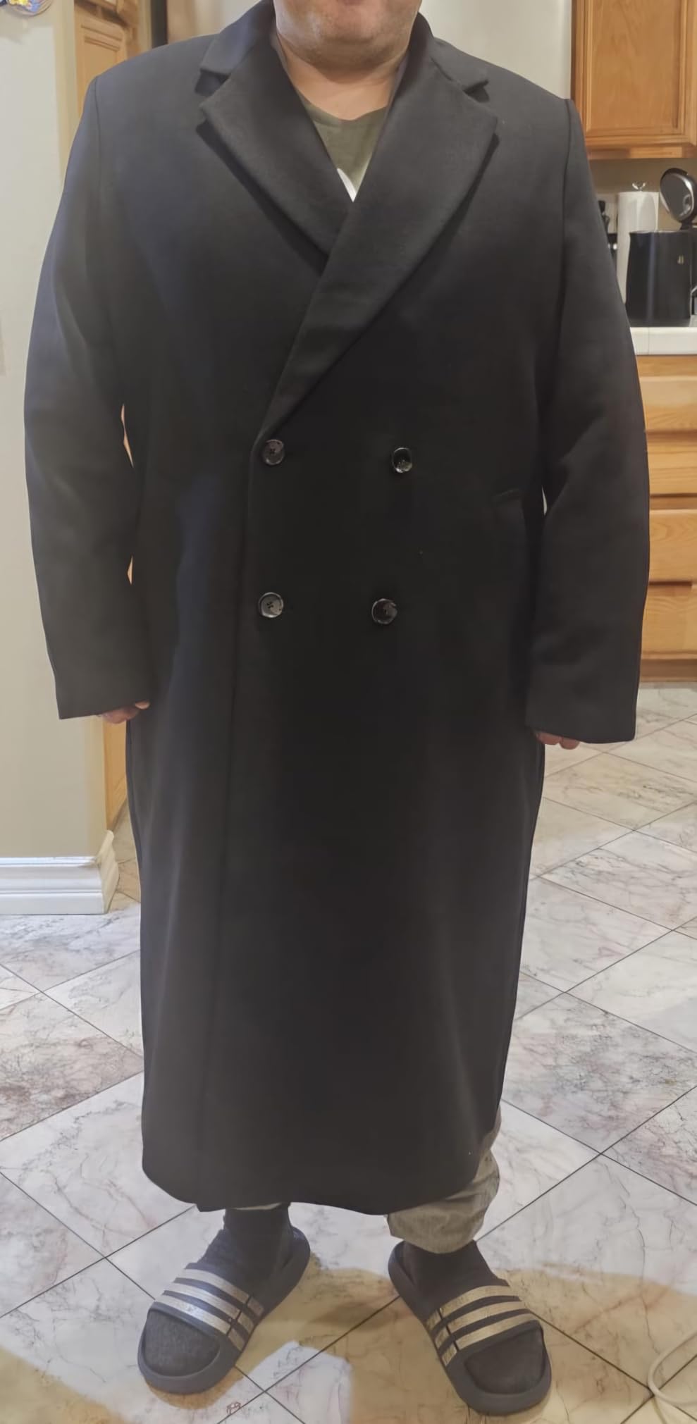Men's Relaxed-Fit Double Breasted Wool Blend Longline Topcoat customer photo 1