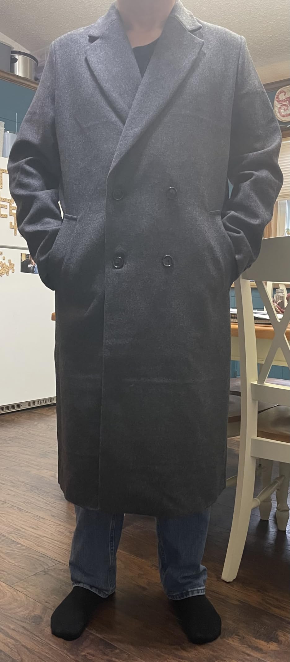 Men's Relaxed-Fit Double Breasted Wool Blend Longline Topcoat customer photo 2