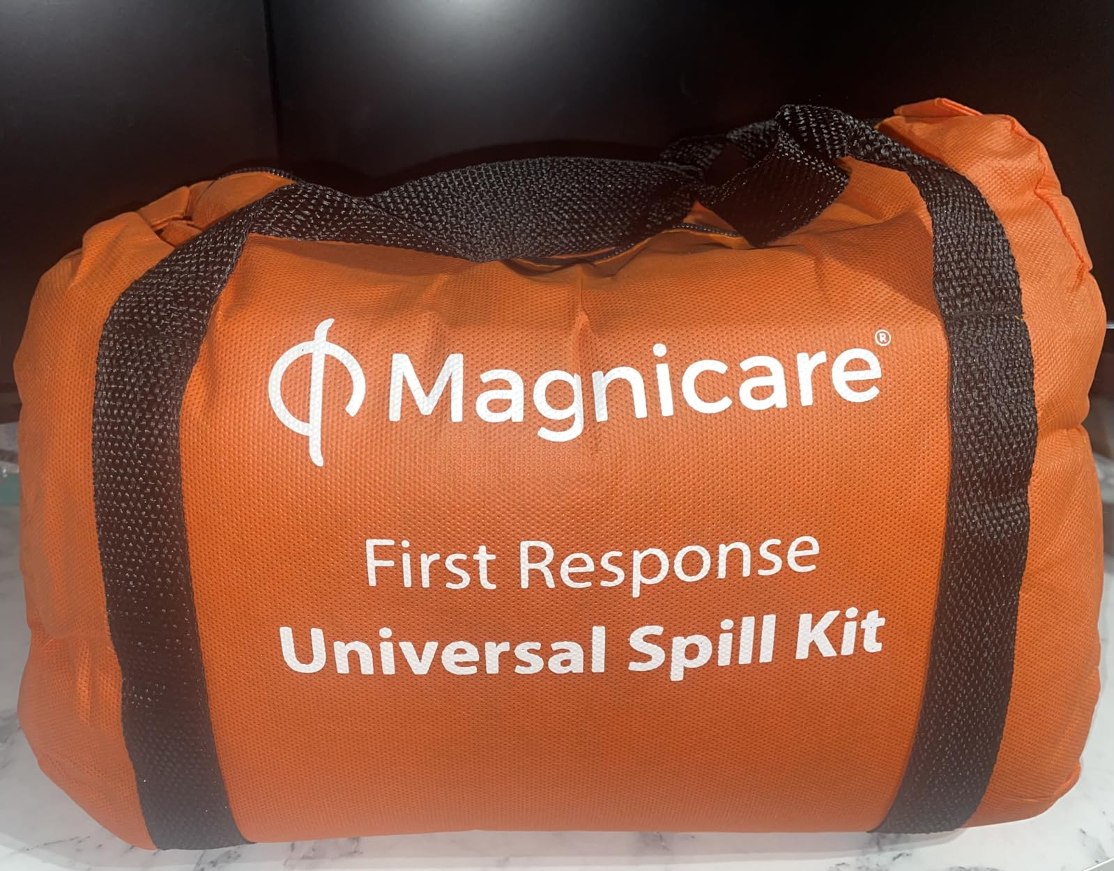 Universal Spill Kit OSHA Approved - Biohazard Clean up Kit for Oil, Water & Chemicals | 15 Absorbent Pads, 2 Socks, PPE, Biohazard Bags in Bright Orange Duffel Bag customer photo 1