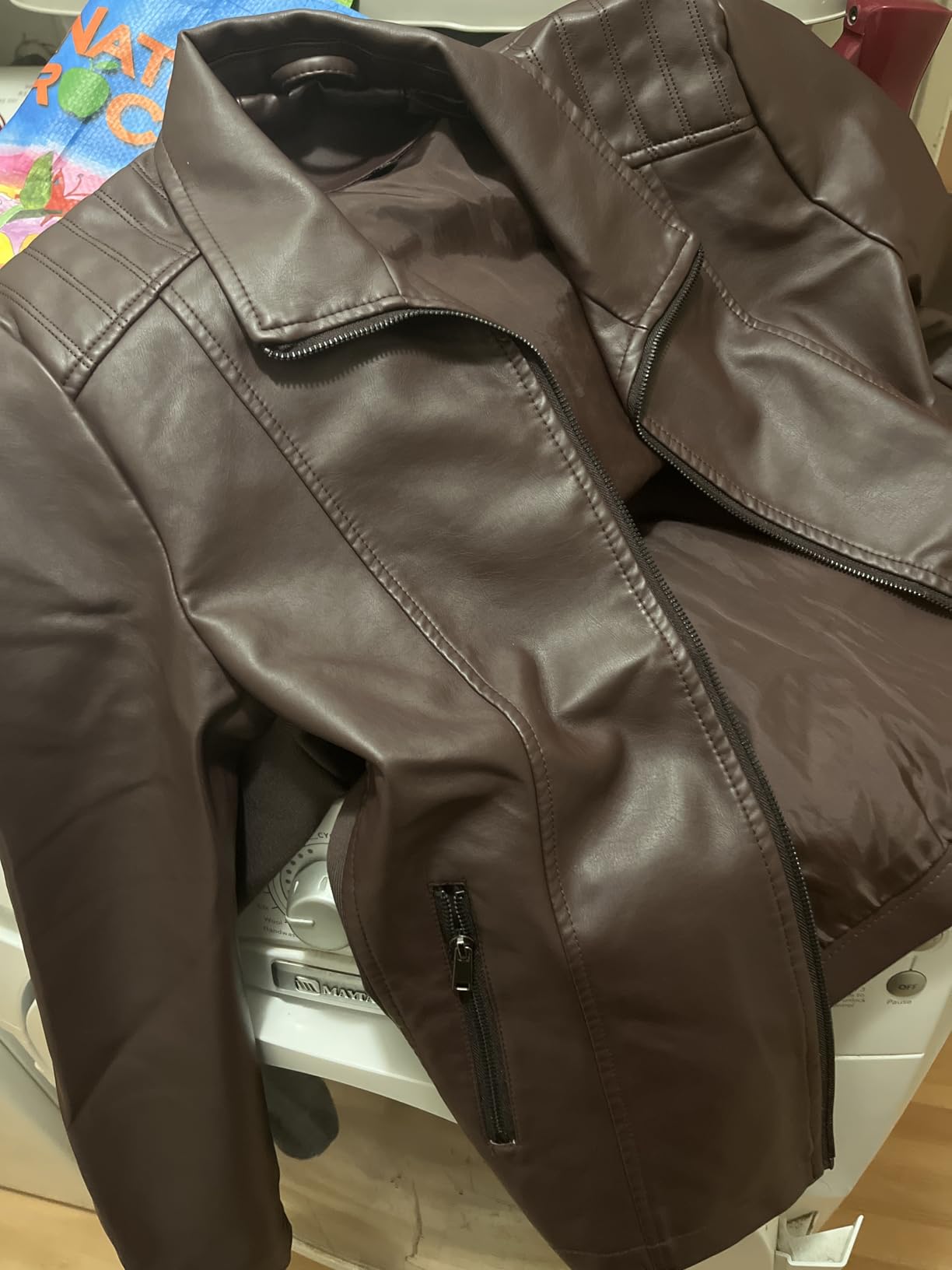 CHIGUO Faux Leather Jacket for Women Motorcycle Fashion Zip Up Coat Trendy Going Out Jackets customer photo 1