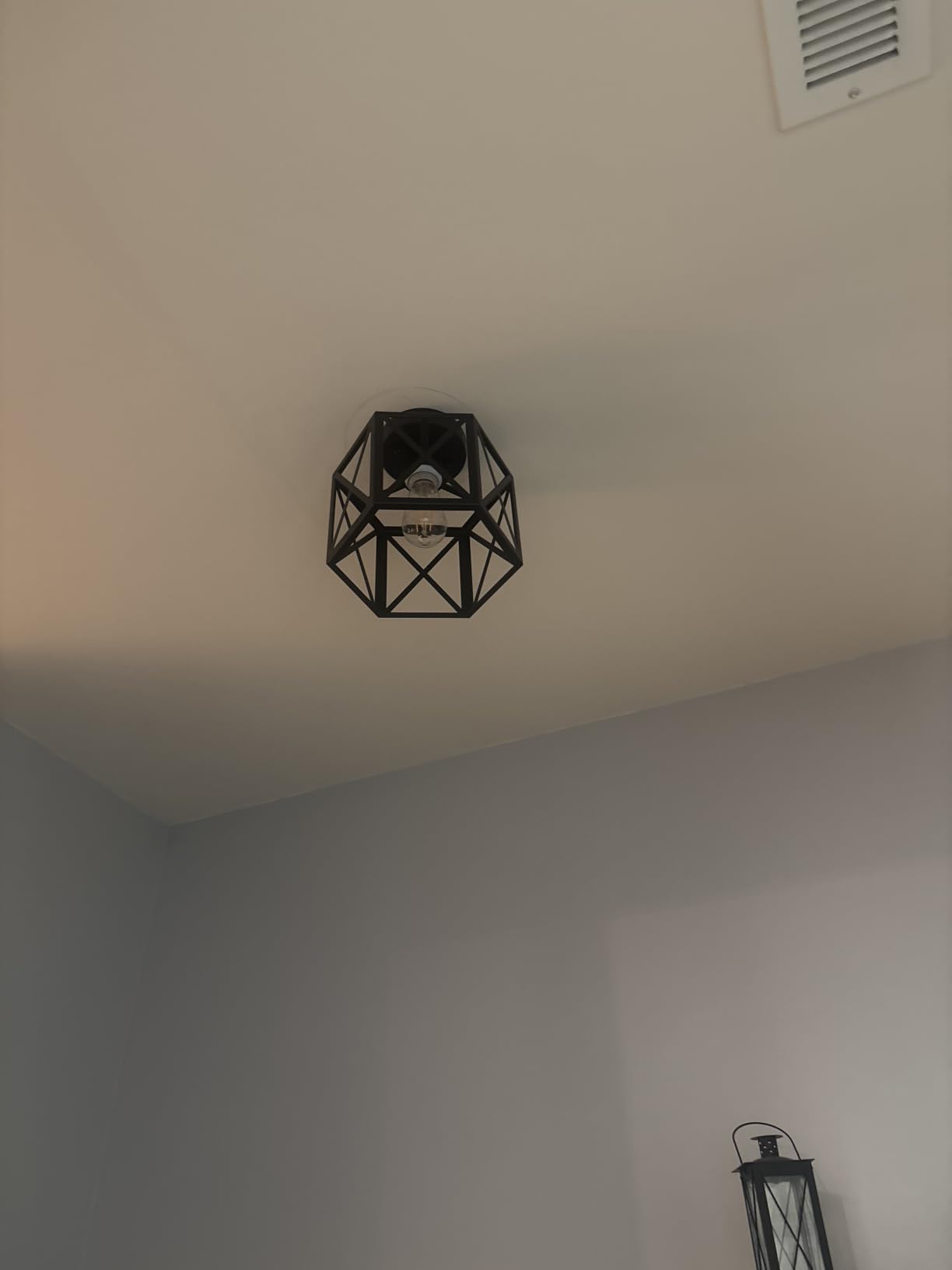 Black Modern Farmhouse Metal Semi Flush Mount Ceiling Light Fixture 19.7 in | Industrial Ceiling Lighting Fixture, Hexagonal Lighting Fixtures for Kitchen Bedroom Foyer Living Dining Laundry Room, 6-Light customer photo 1