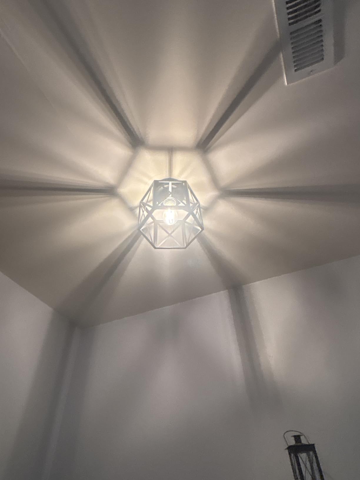 Black Modern Farmhouse Metal Semi Flush Mount Ceiling Light Fixture 19.7 in | Industrial Ceiling Lighting Fixture, Hexagonal Lighting Fixtures for Kitchen Bedroom Foyer Living Dining Laundry Room, 6-Light customer photo 2