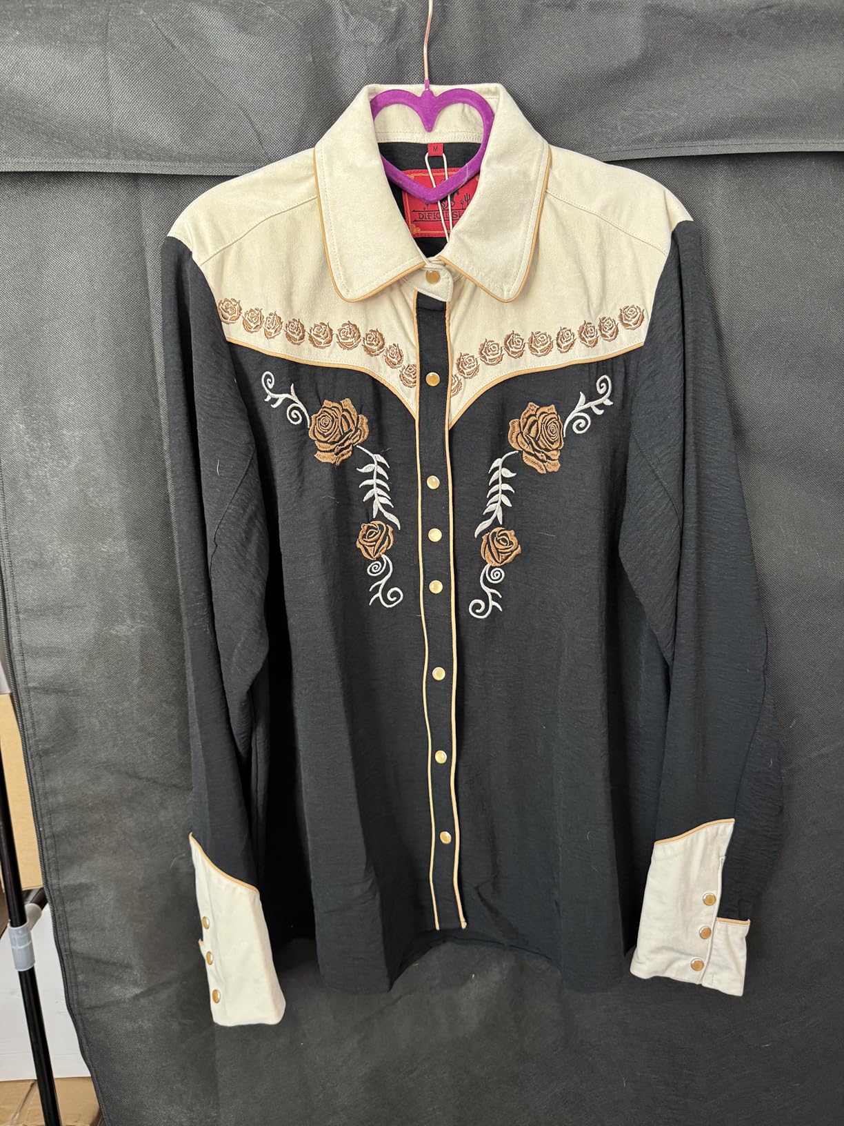 DIFICIL SLOG Women's Embroidered Western Cowgirl Snap Button Down Shirt with Stretch Long Sleeve Loose Blouse customer photo 1