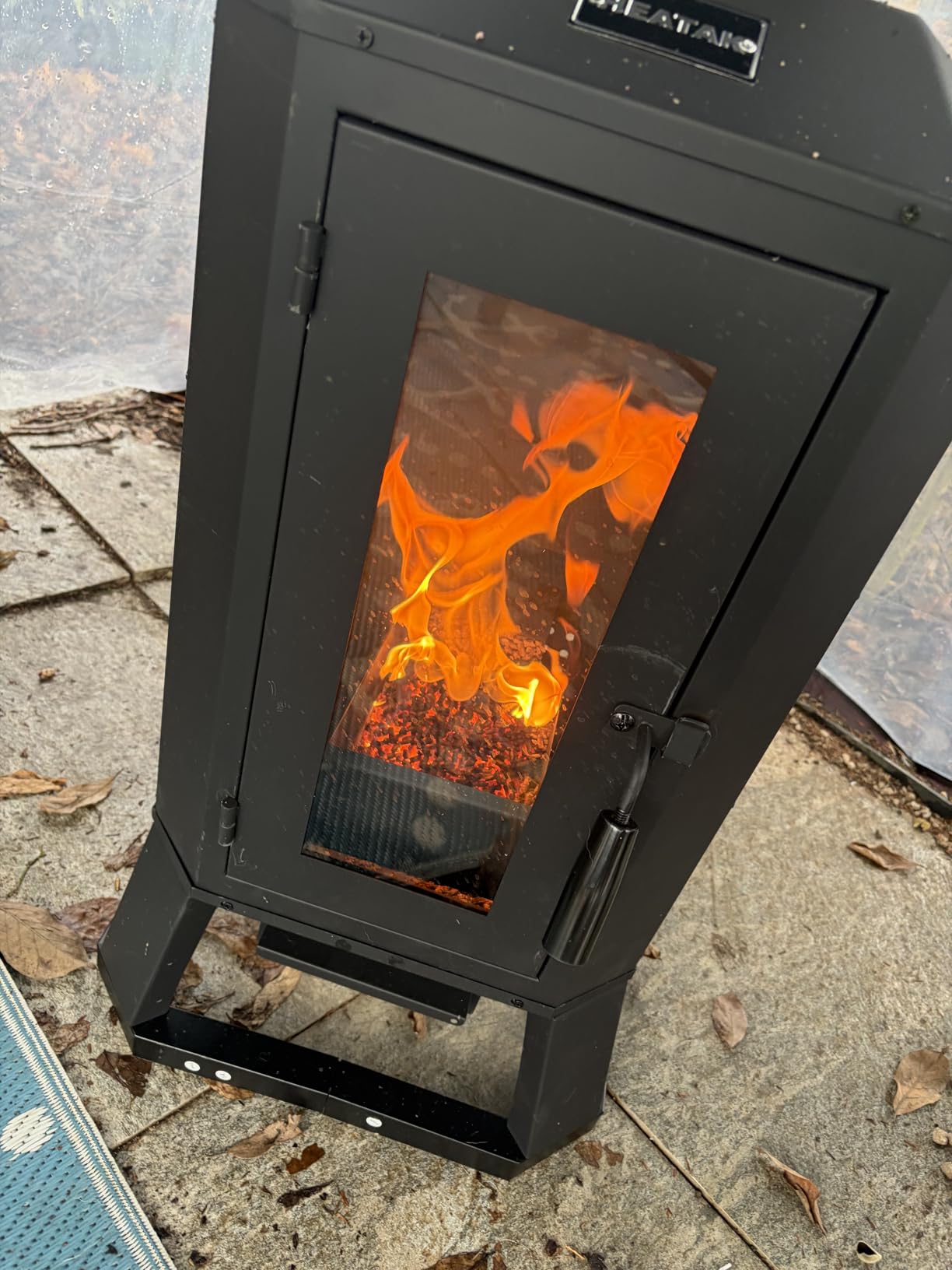 70,000 BTU Wood Pellet Outdoor Patio Heater with Glass Viewing Window - Pellet Heaters for Outdoor Use, Home, Gardens & Commercial - Portable with Wheels - Black customer photo 2